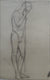 Male Nude With Staff Study <br>1920s-1930s Charcoal <br><br>#9736