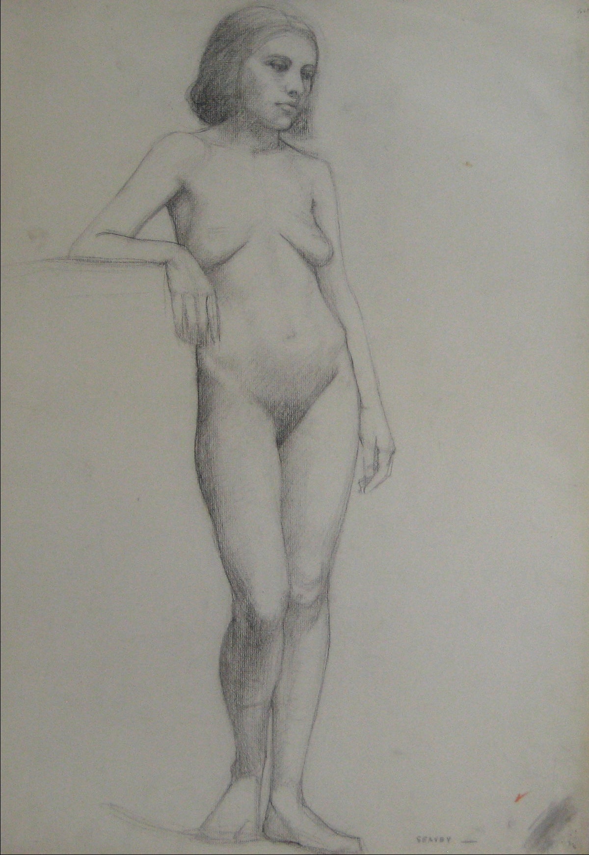 Subtle Study Of A Female Nude &lt;br&gt;1920s-1930s Charcoal &lt;br&gt;&lt;br&gt;#9738