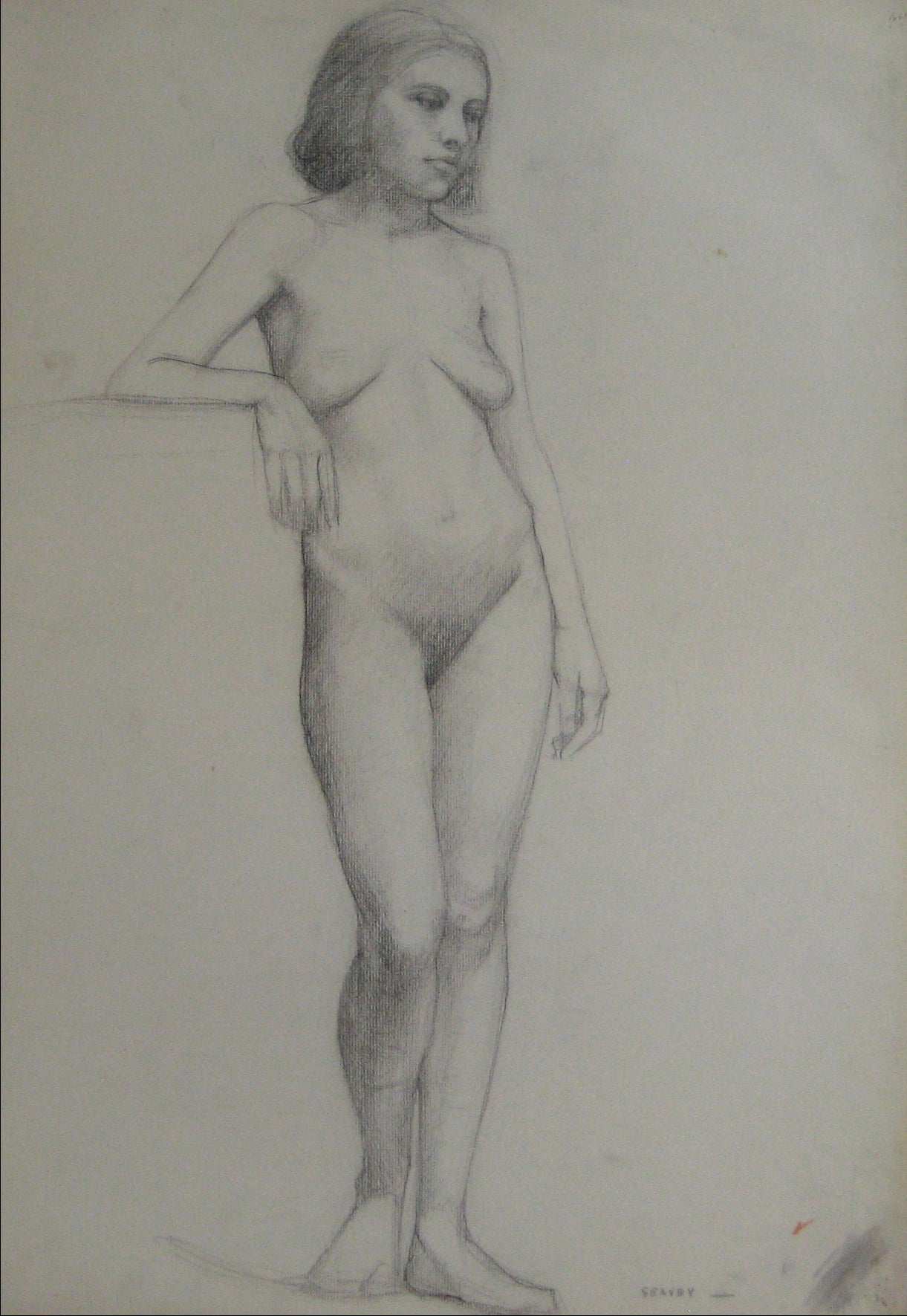 Subtle Study Of A Female Nude <br>1920s-1930s Charcoal <br><br>#9738