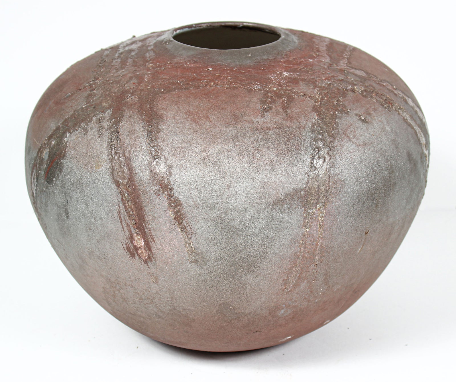 Raku Pot With Red Undertones <br><br>#98324