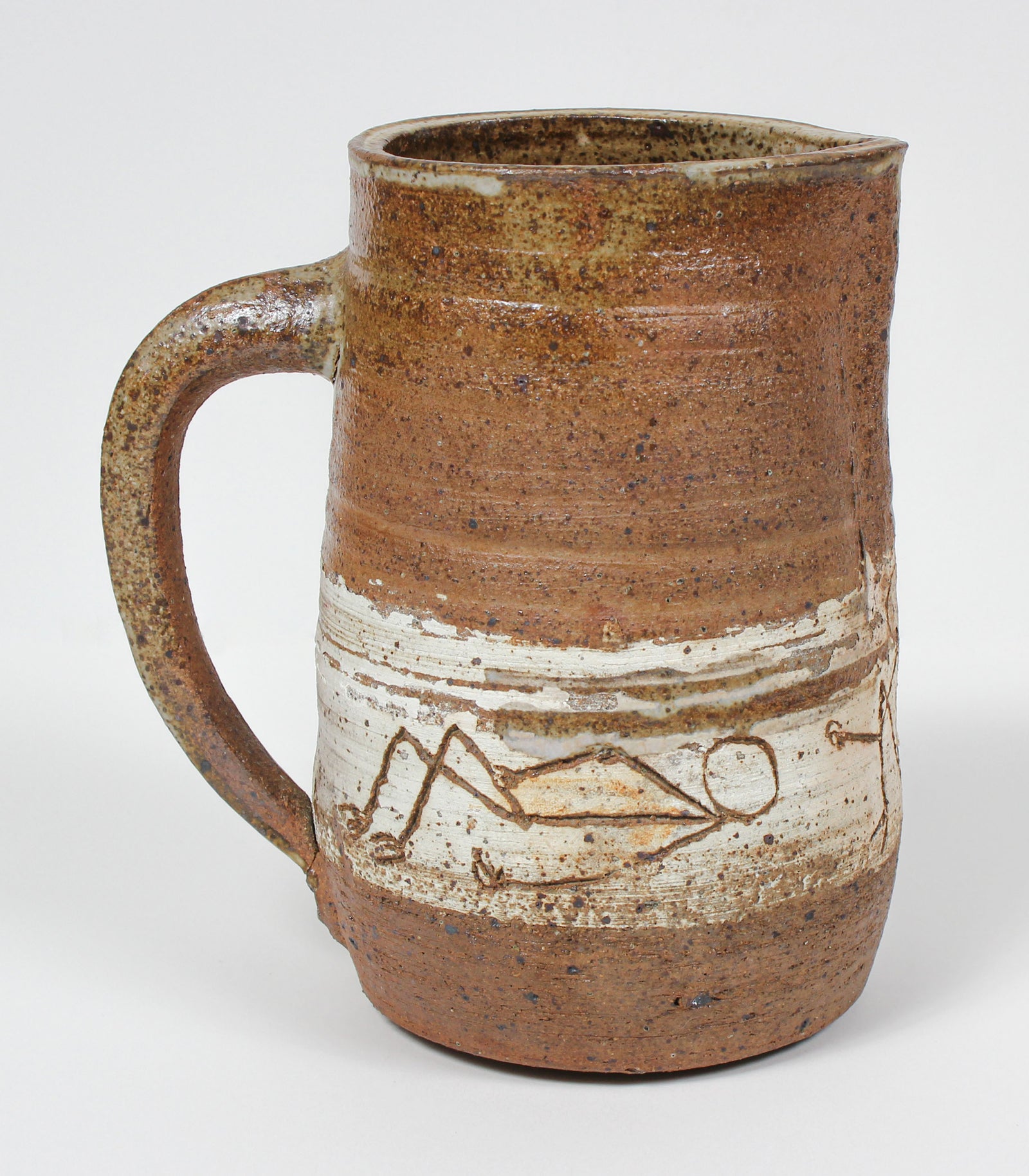 Brown, White Pitcher With Accent Band <br><br>#98501