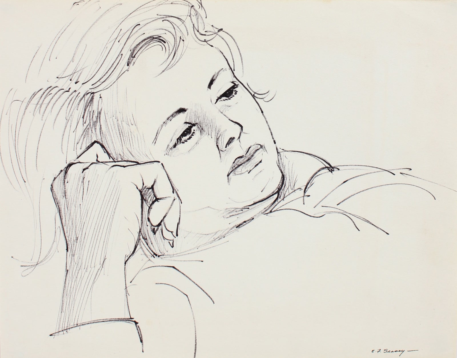 Deep Contemplation <br>1930-40s Ink <br><br>#0016