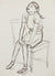 Seated Playful Young Girl <br>1930-40s Ink <br><br>#0012
