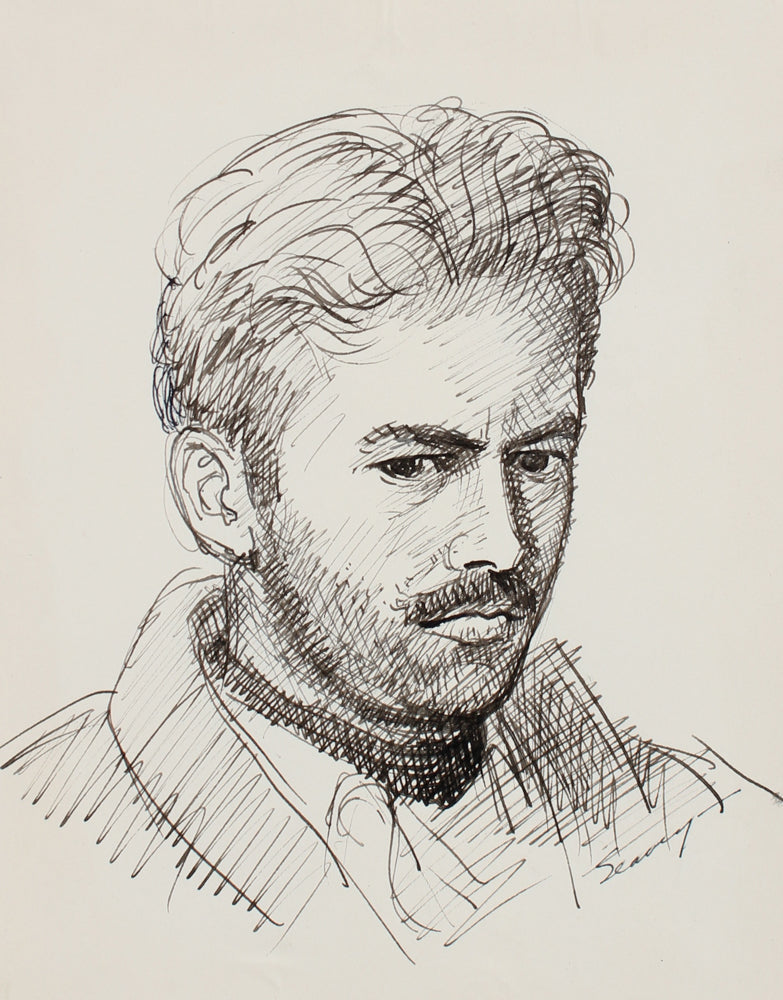 Modern Gentleman With A Moustache (Self-Portrait) <br>1928-1936 Ink <br><br>#9577