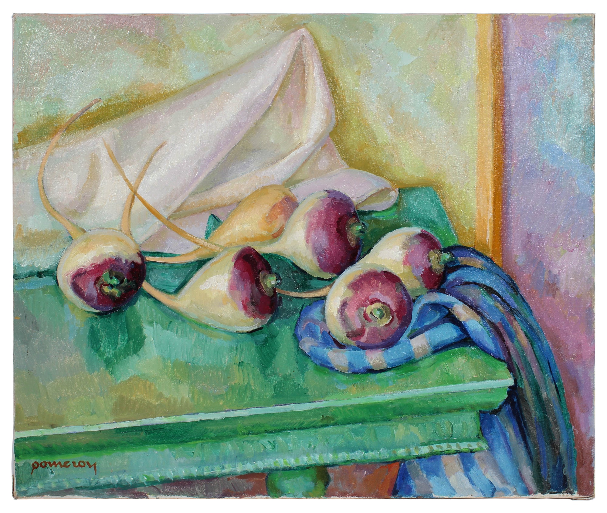 Still Life with Turnips<br>Late 20th Century Oil<br><br>#A3231