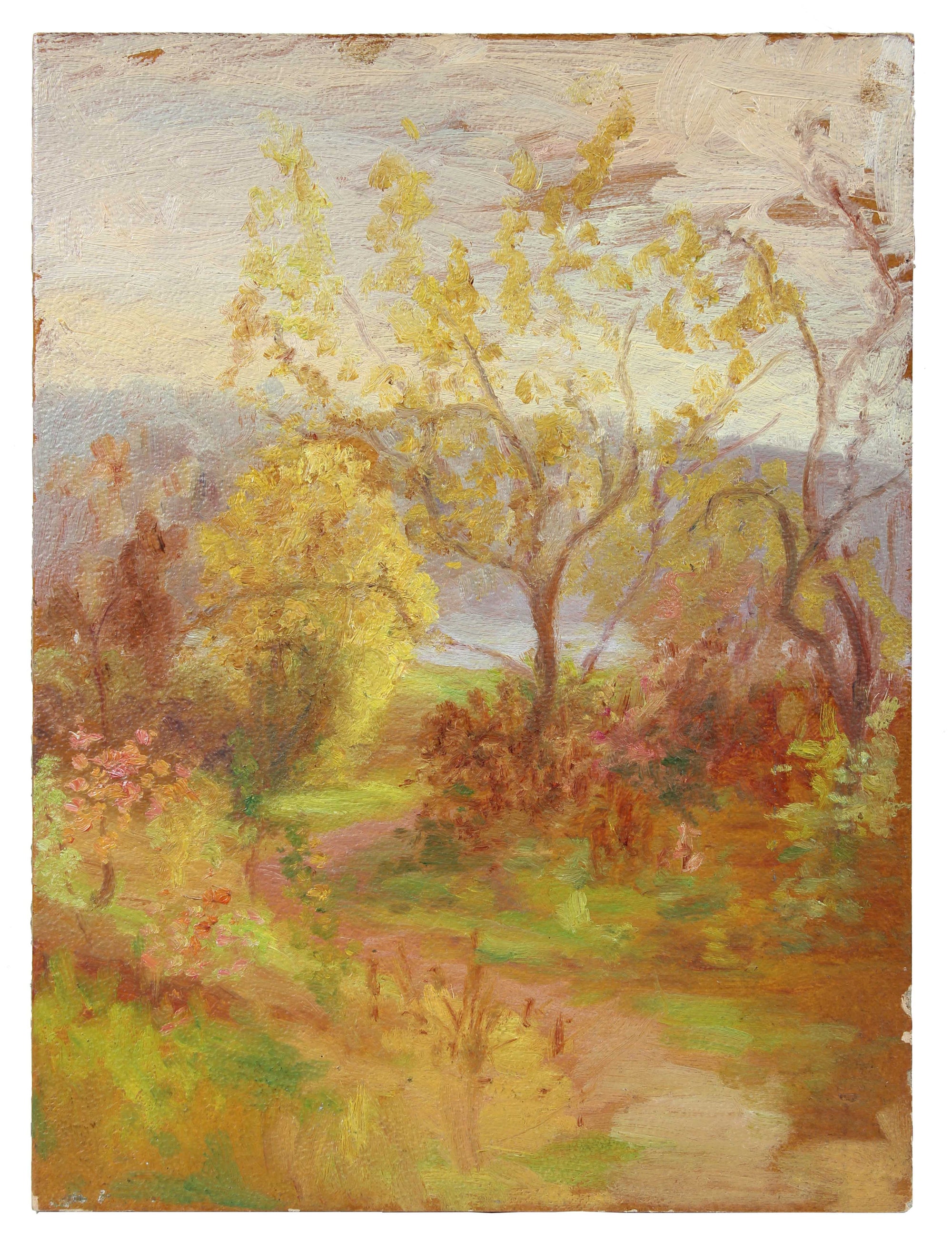 Rustic Trees & Path<br>1900-30s Oil<br><br>#A3521