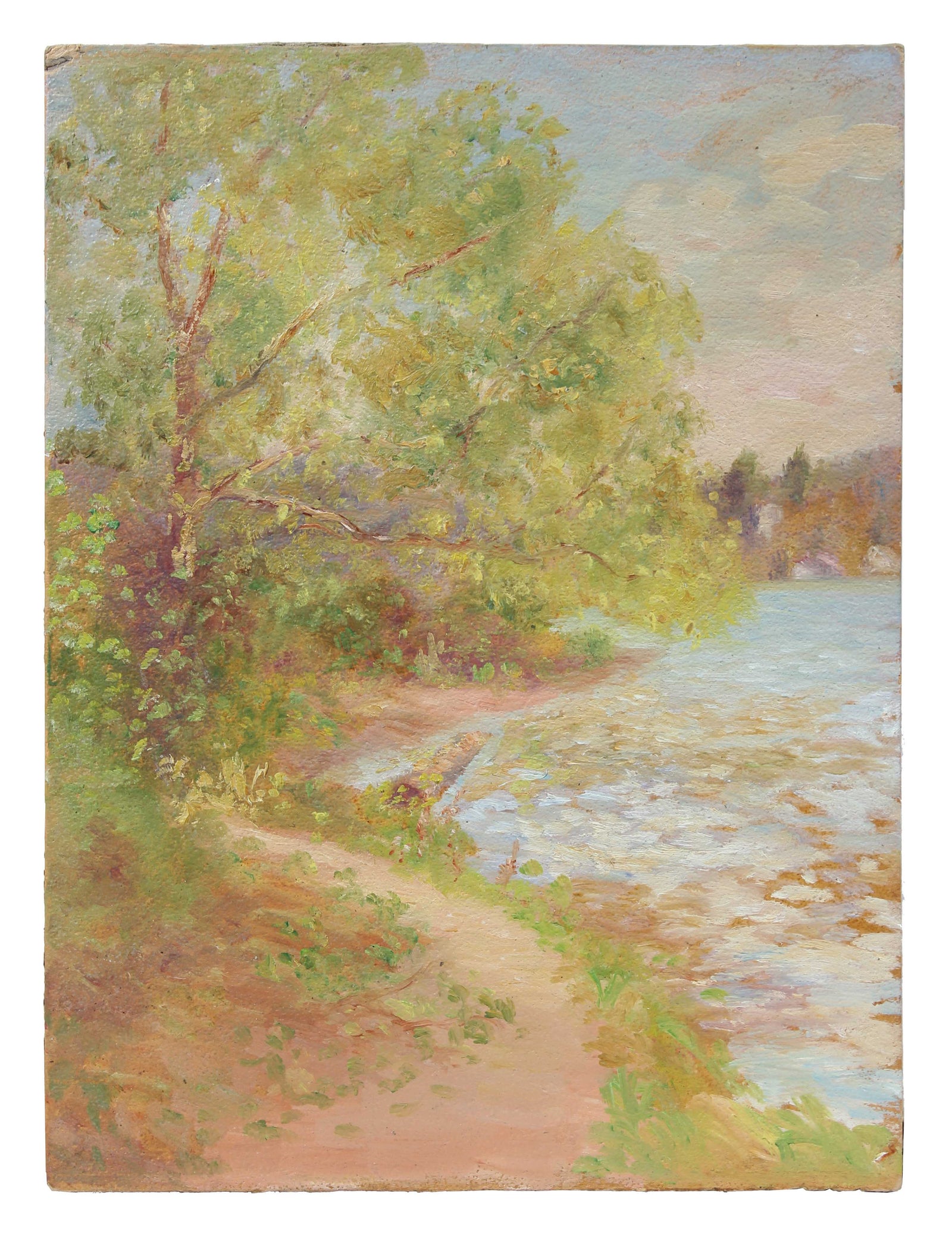 Tree by the Riverside<br>1900-30s Oil<br><br>#A3527