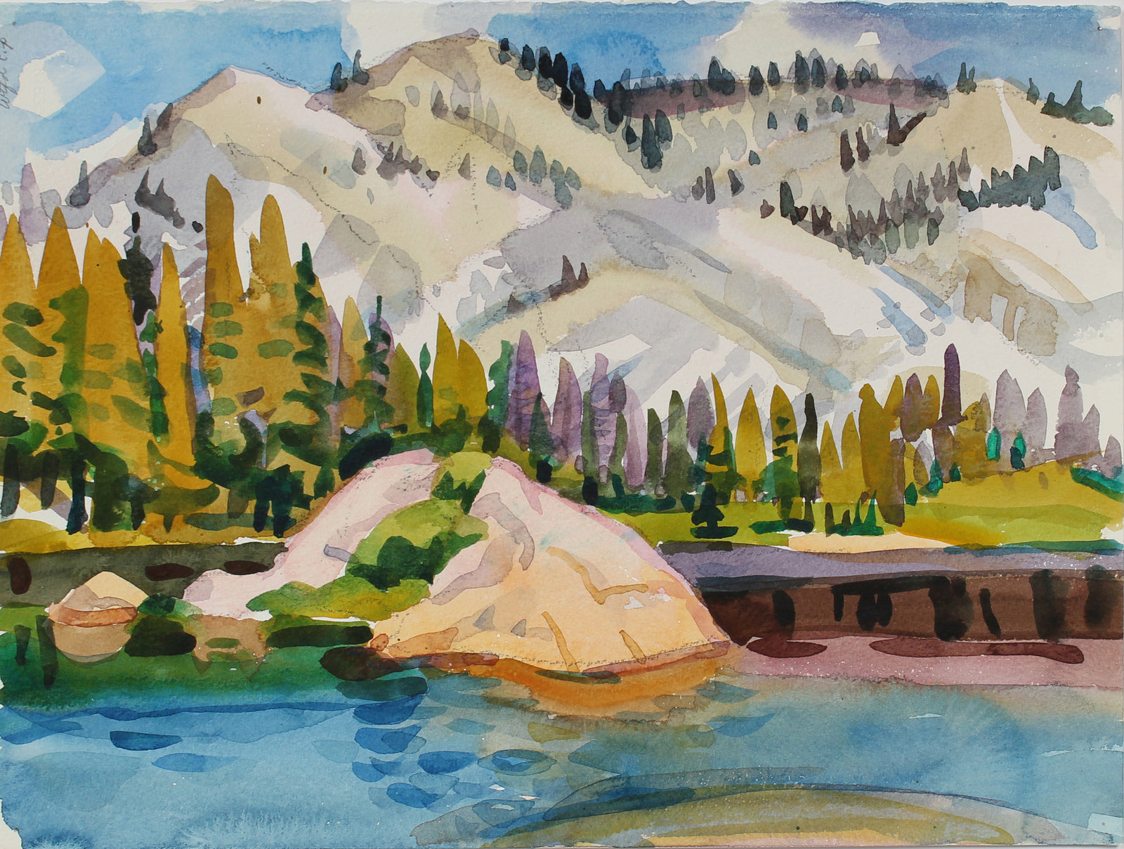 <i>At Bull Run Lake</i> <br>1987 Watercolor <br><br>#A3626