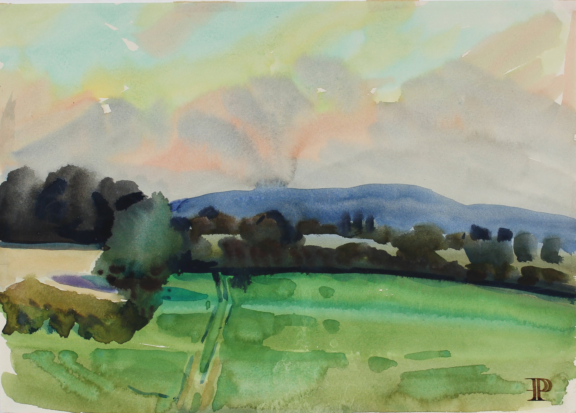 <i>Hereford Landscape</i> <br>1964 Watercolor <br><br>#A3635