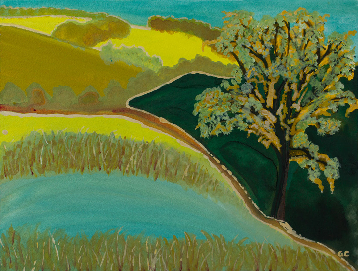 <i>By the Pond</i> <br>2018 Watercolor & Gouache <br><br>#A3825