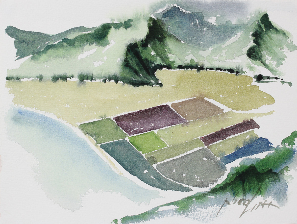 Aerial Landscape Study &lt;br&gt;20th Century Watercolor &lt;br&gt;&lt;br&gt;#A3865