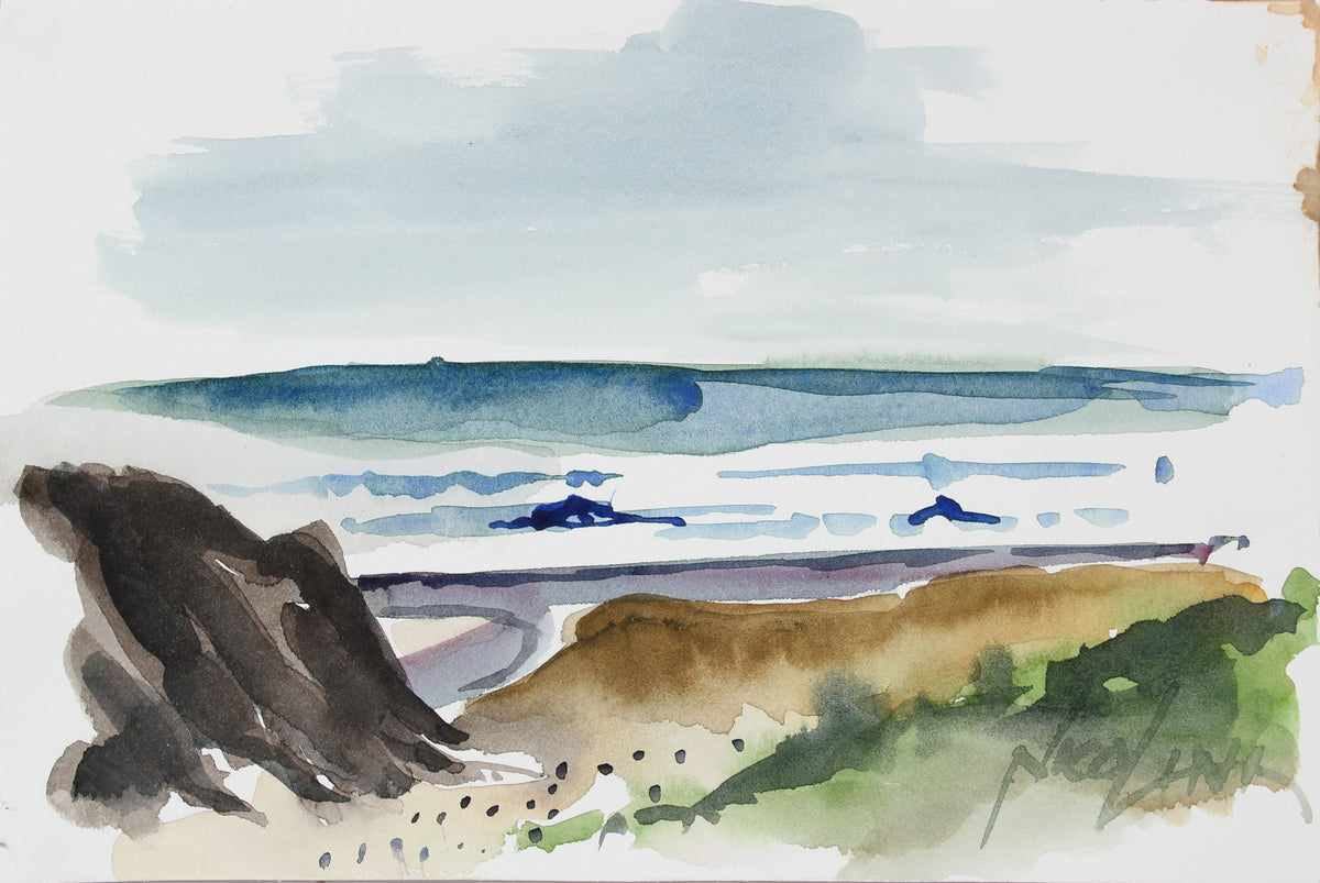 Abstracted California Coast &lt;br&gt;Mid-Late 20th Century Watercolor &lt;br&gt;&lt;br&gt;#A3868