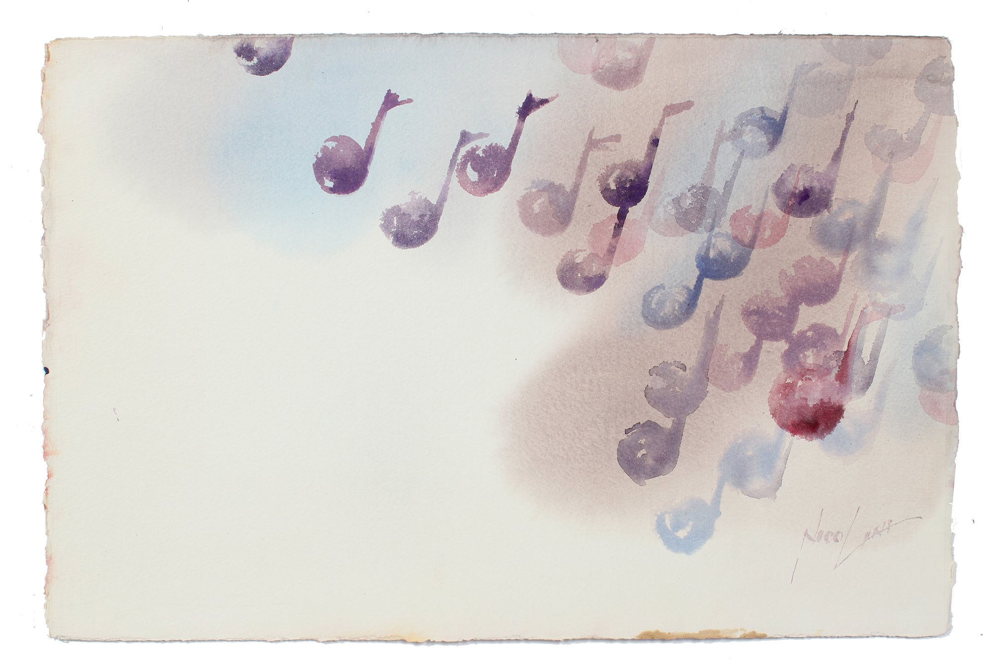 Cool Music Note Abstraction <br>20th Century Watercolor <br><br>#A3878