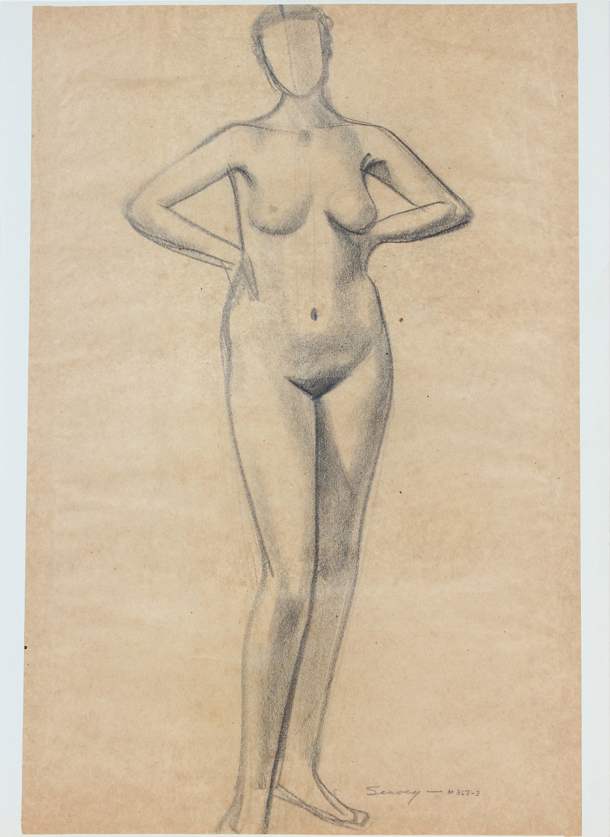 Figurative Study of a Female Nude <br>1920-30s Graphite <br><br>#9395