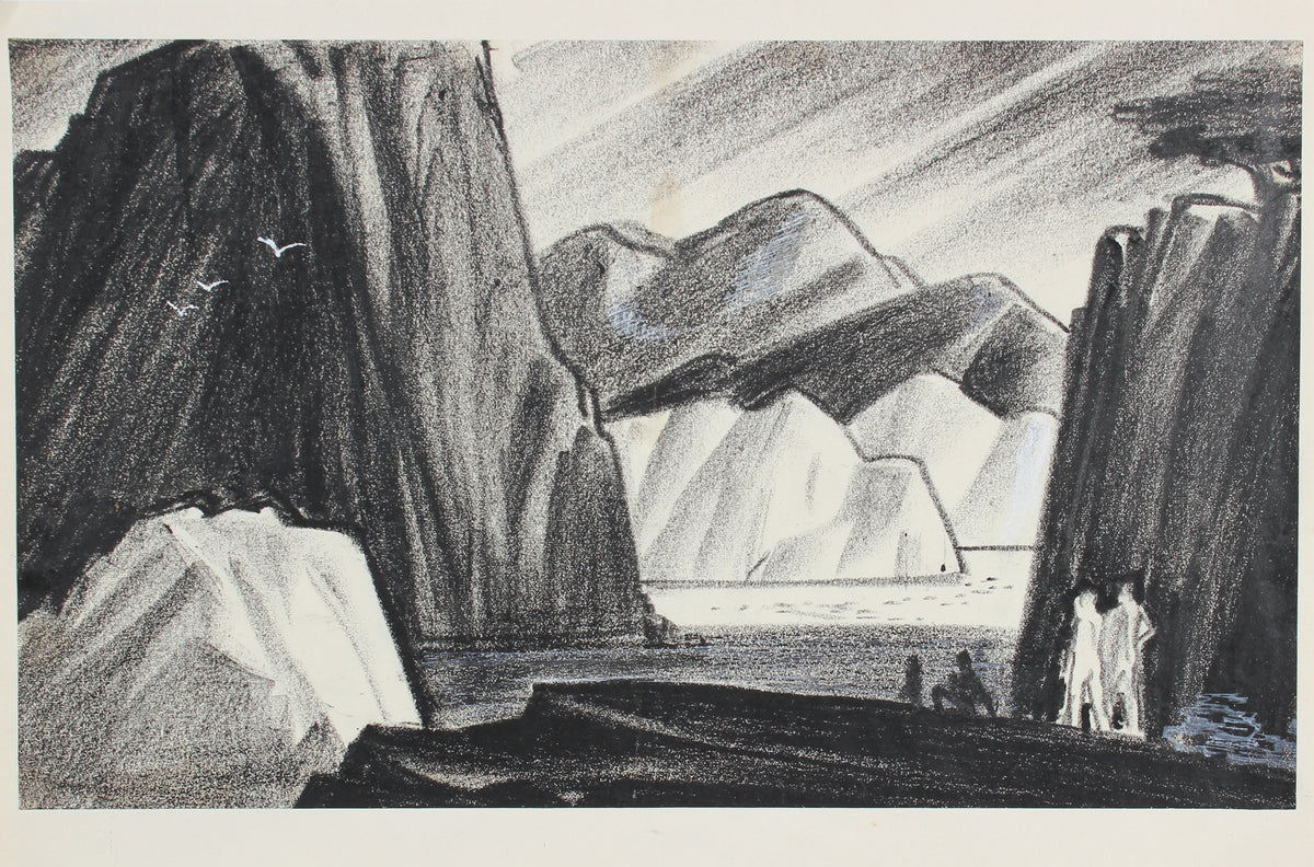 Moody Monochromatic Mountains &lt;br&gt;1938-40 Pastel &amp; Gouache&lt;br&gt;&lt;br&gt;#9555