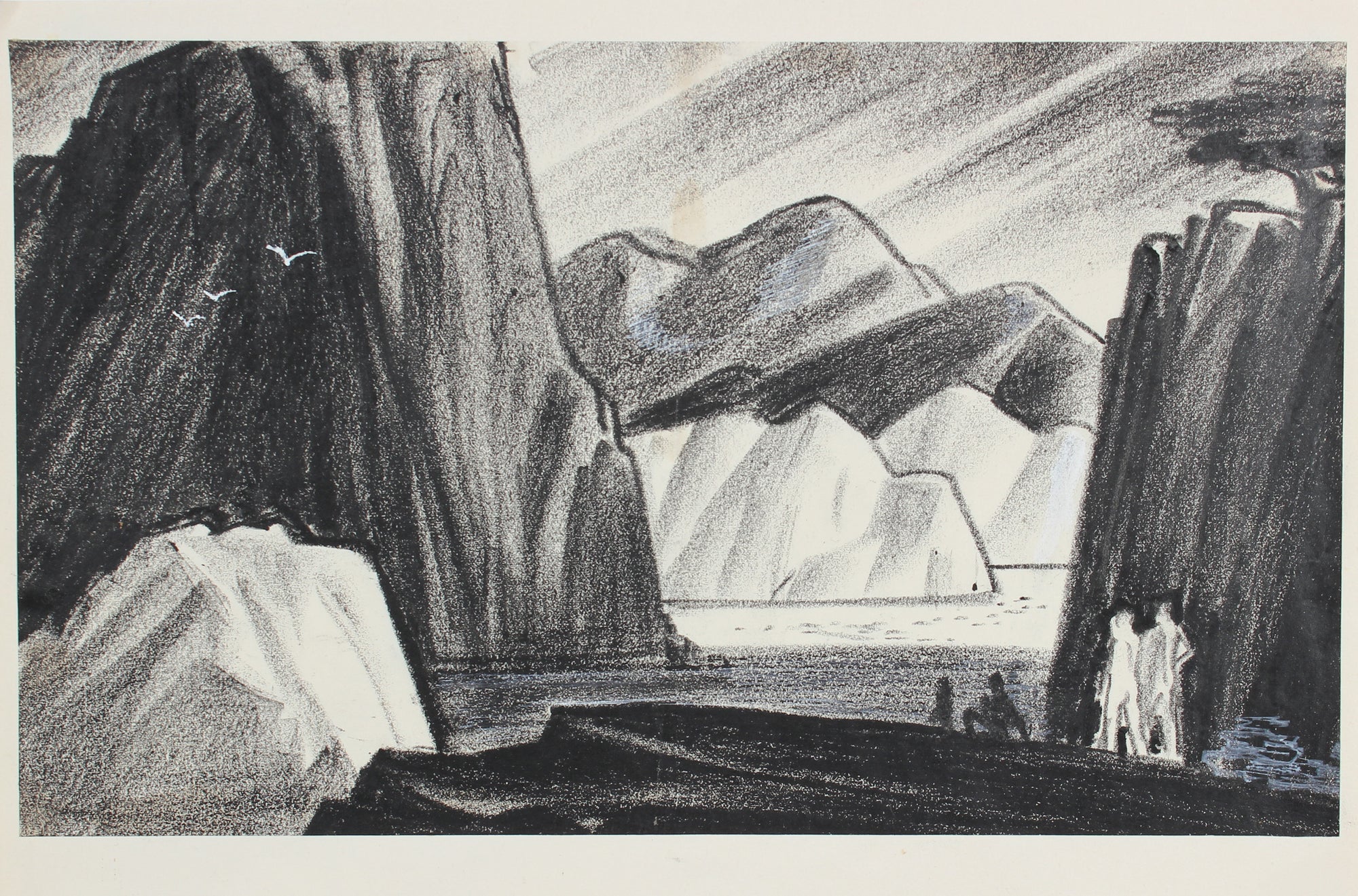 Moody Monochromatic Mountains <br>1938-40 Pastel & Gouache<br><br>#9555