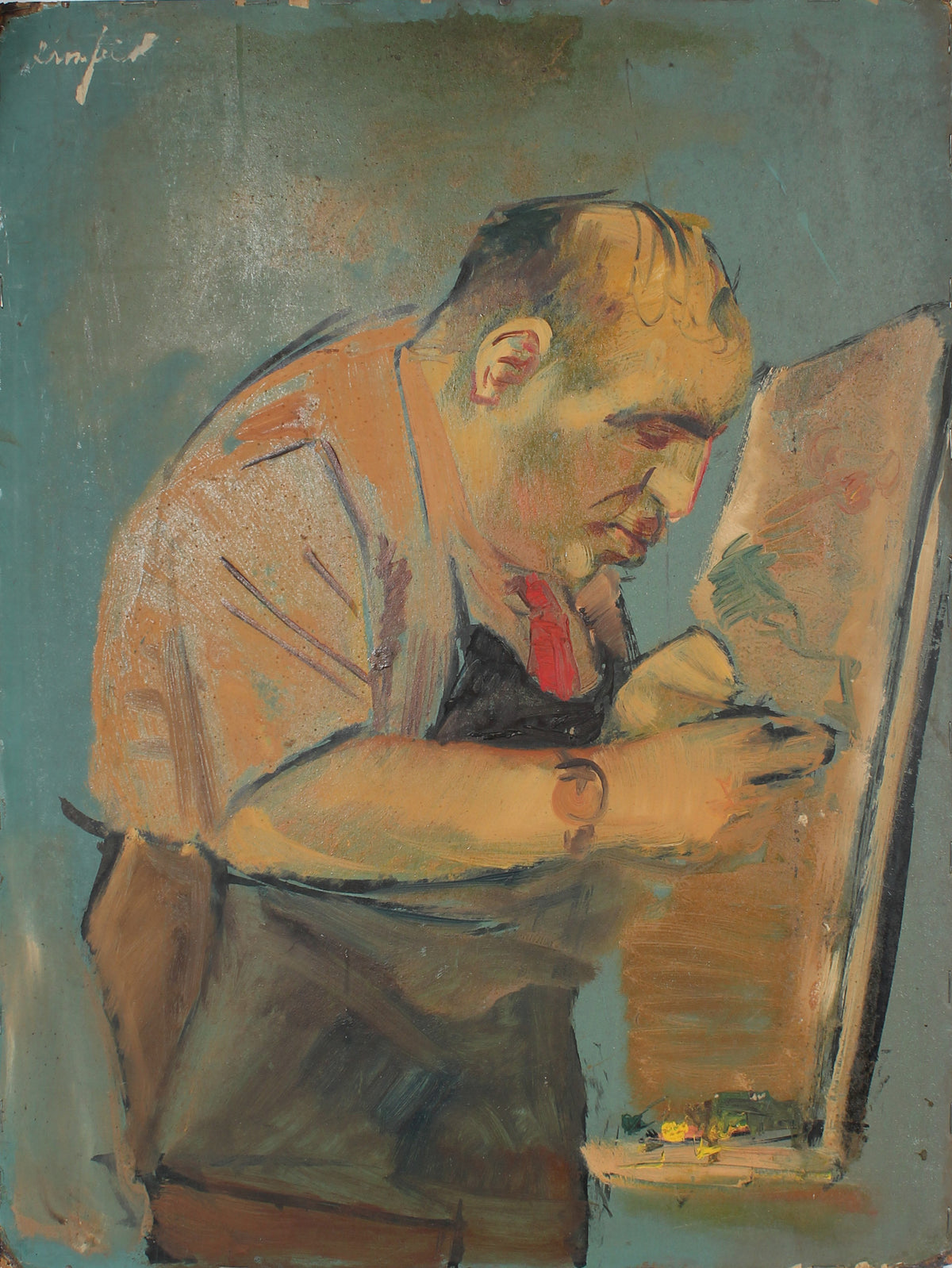 Portrait of an Artist at His Easel &lt;br&gt;20th Century Oil &lt;br&gt;&lt;br&gt;#A4003