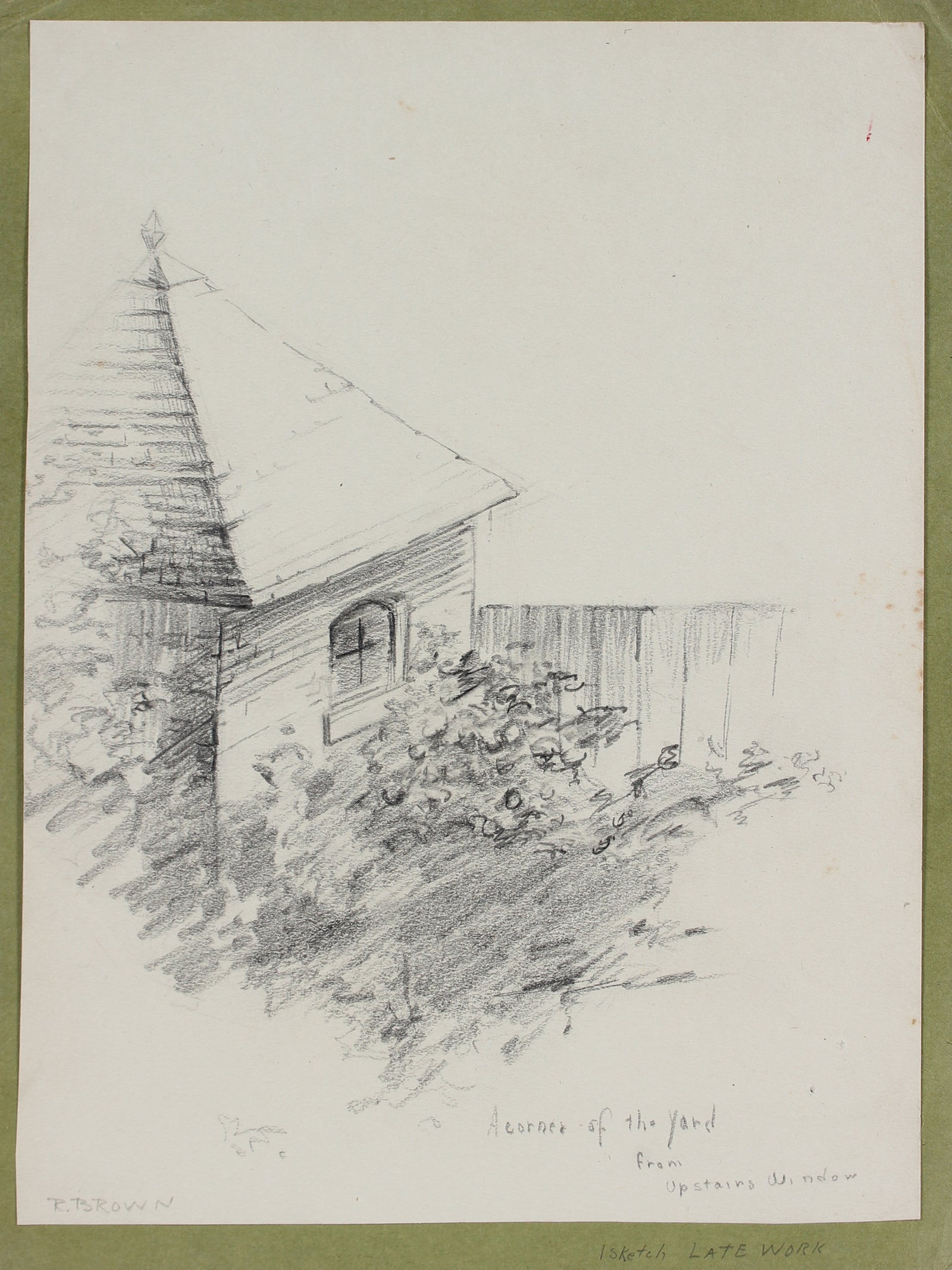 <I>A Corner of the Yard From Upstairs Window</I> <br>20th Century Graphite<br><br>#A4095