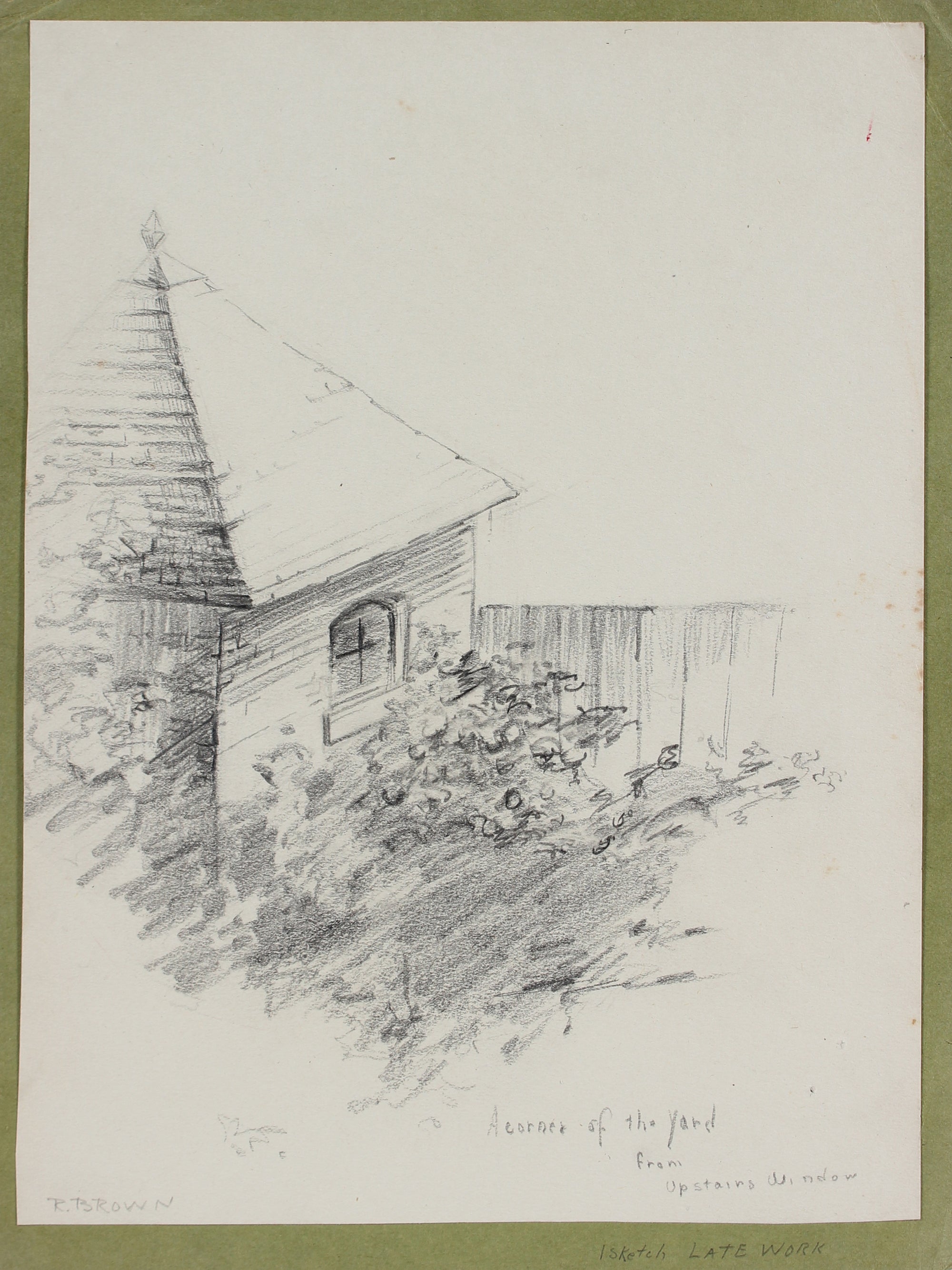 <I>A Corner of the Yard From Upstairs Window</I> <br>20th Century Graphite<br><br>#A4095