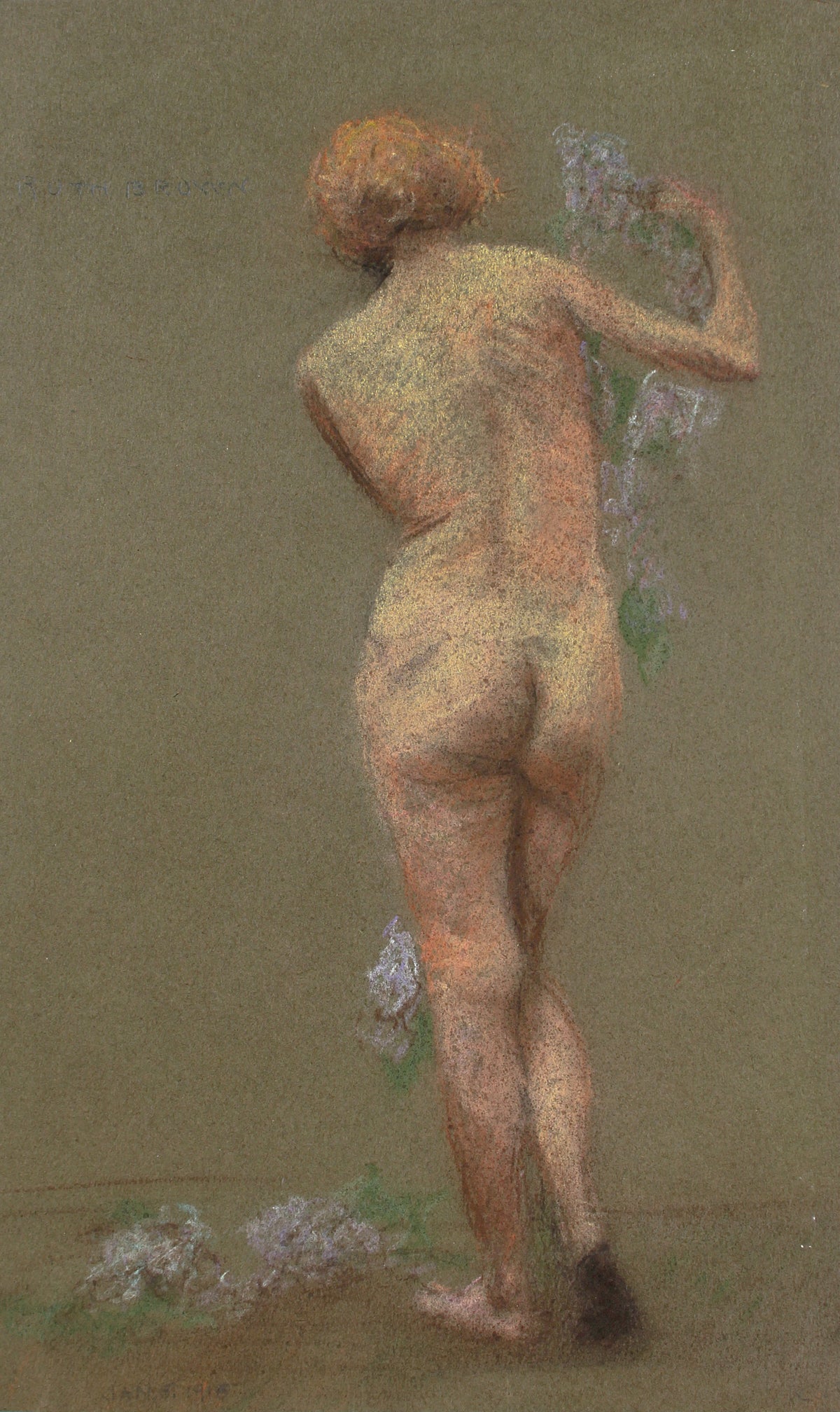 Ethereal Nude in Contrapposto &lt;br&gt;20th Century Pastel &lt;br&gt;&lt;br&gt;#A4102
