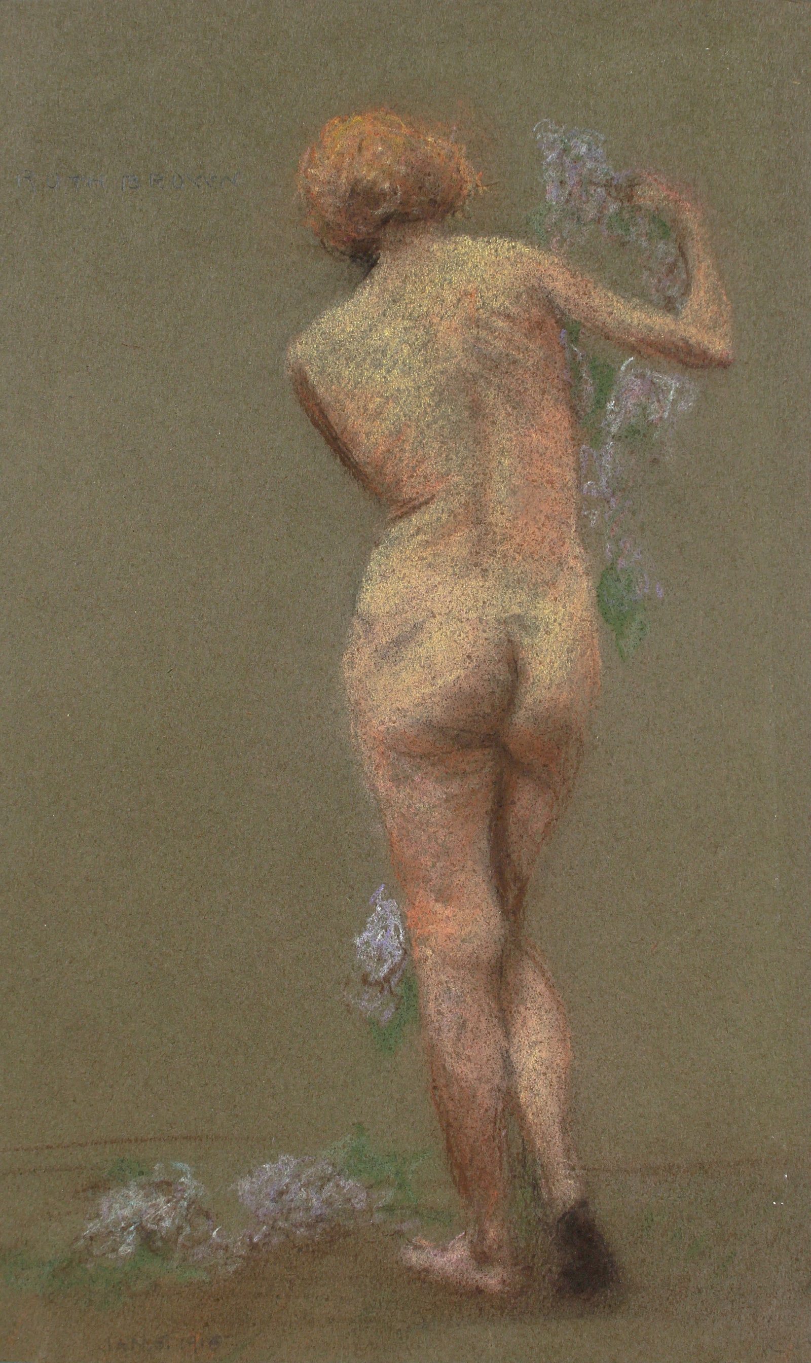Ethereal Nude in Contrapposto <br>20th Century Pastel <br><br>#A4102