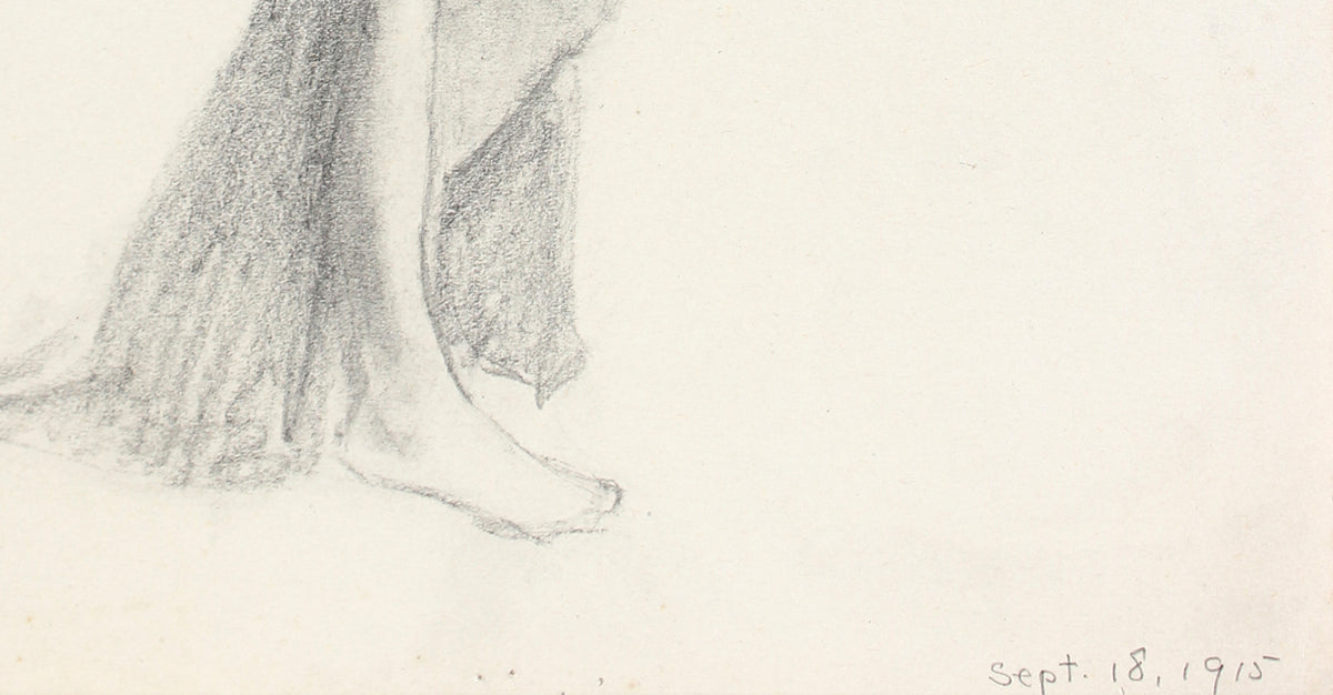 Draped Contrapposto Nude Study <br>1915 Graphite <br><br>#A4106