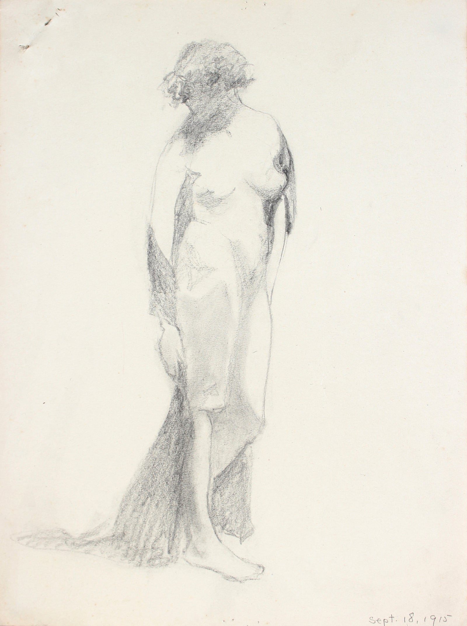 Draped Contrapposto Nude Study <br>1915 Graphite <br><br>#A4106