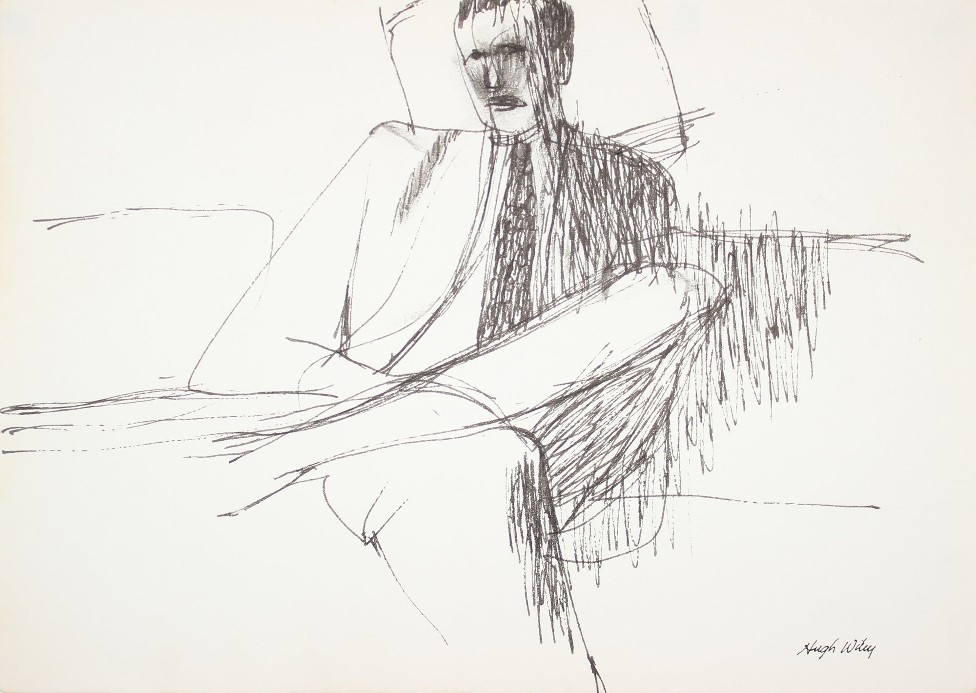 Seated Man in a Suit <br>Late 1950s Ink <br><br>#A4205