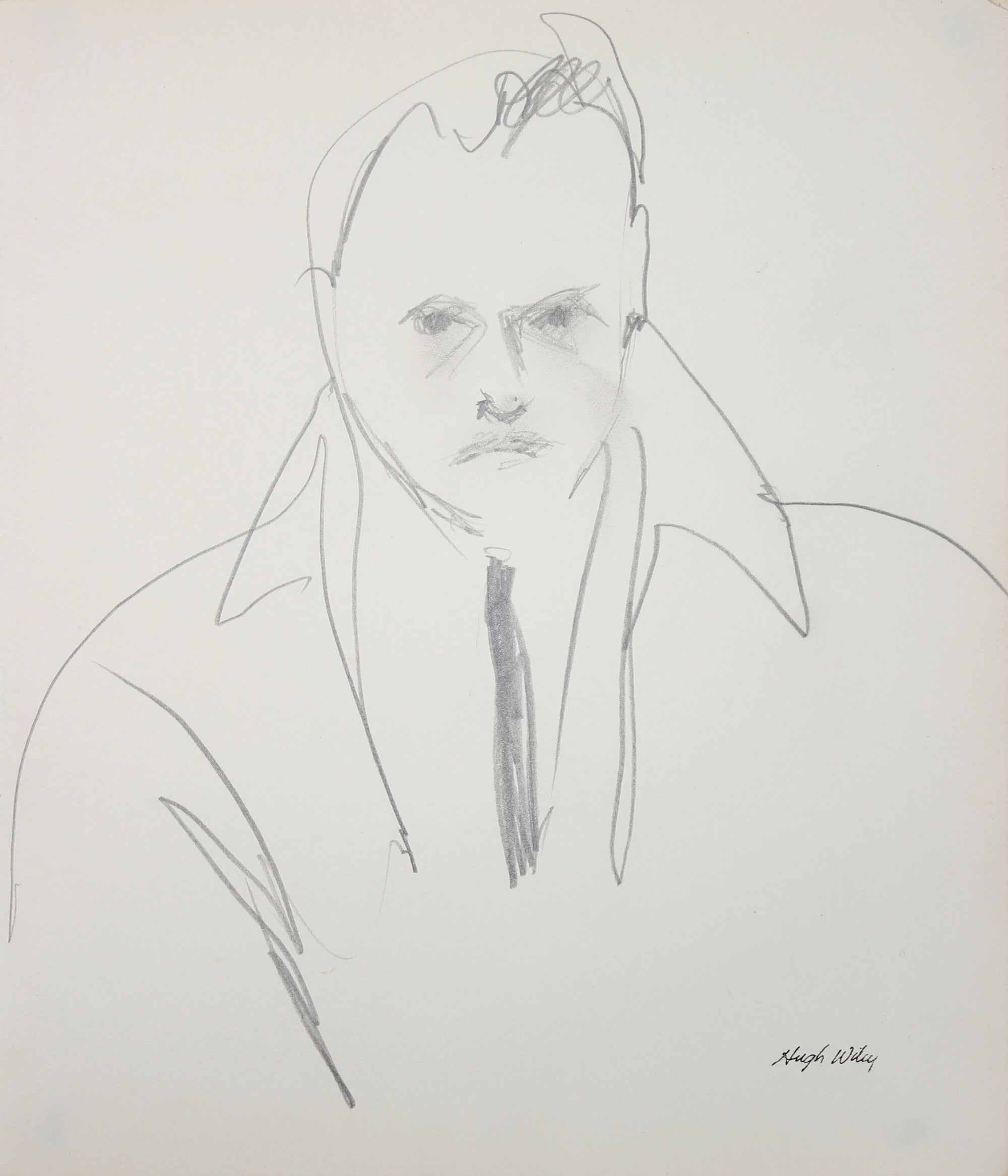 Monochromatic Portrait Drawing <br>Late 1950's Graphite <br><br>#A4208