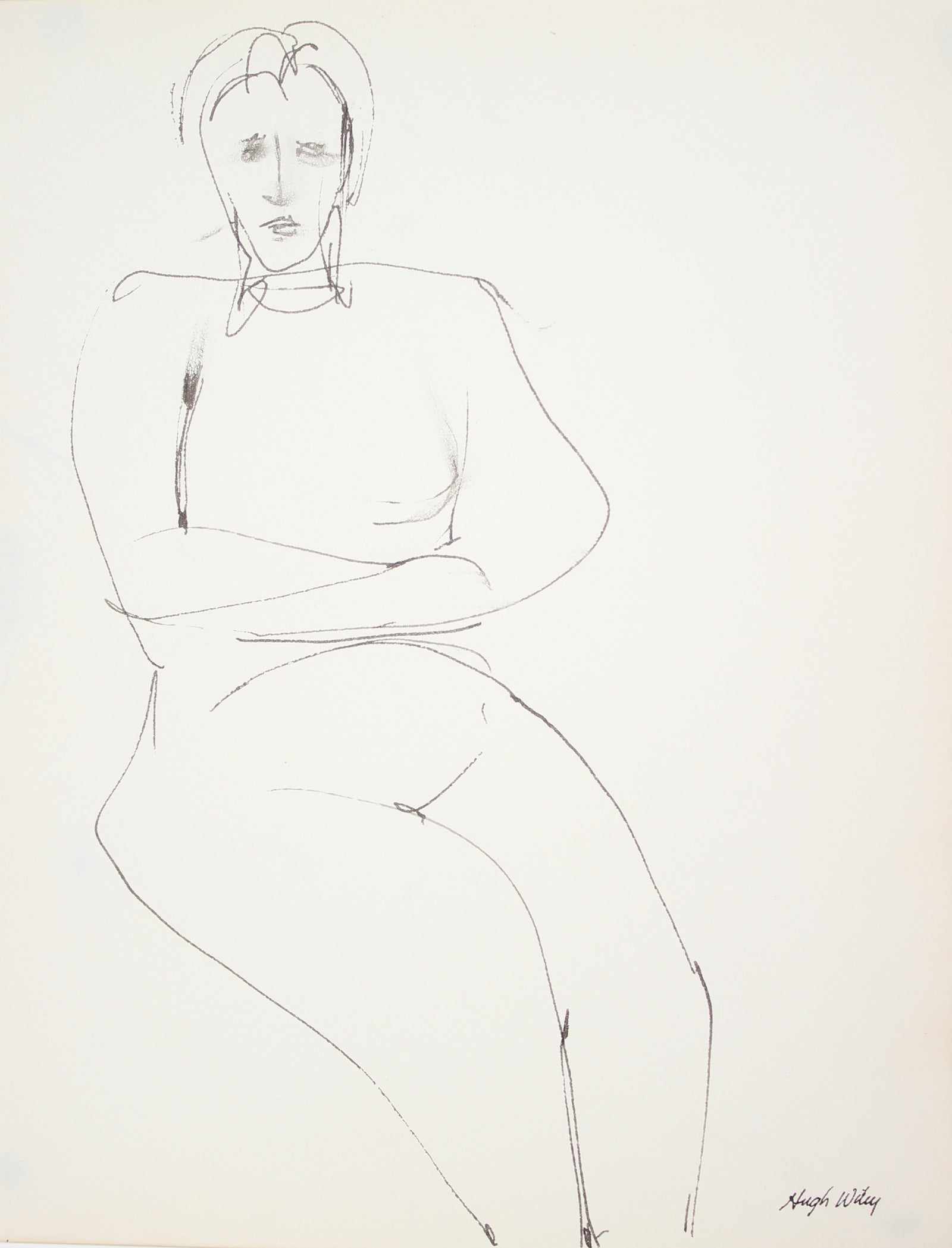 Seated Portrait Study <br> Late 1950's Ink <br><br>#A4258