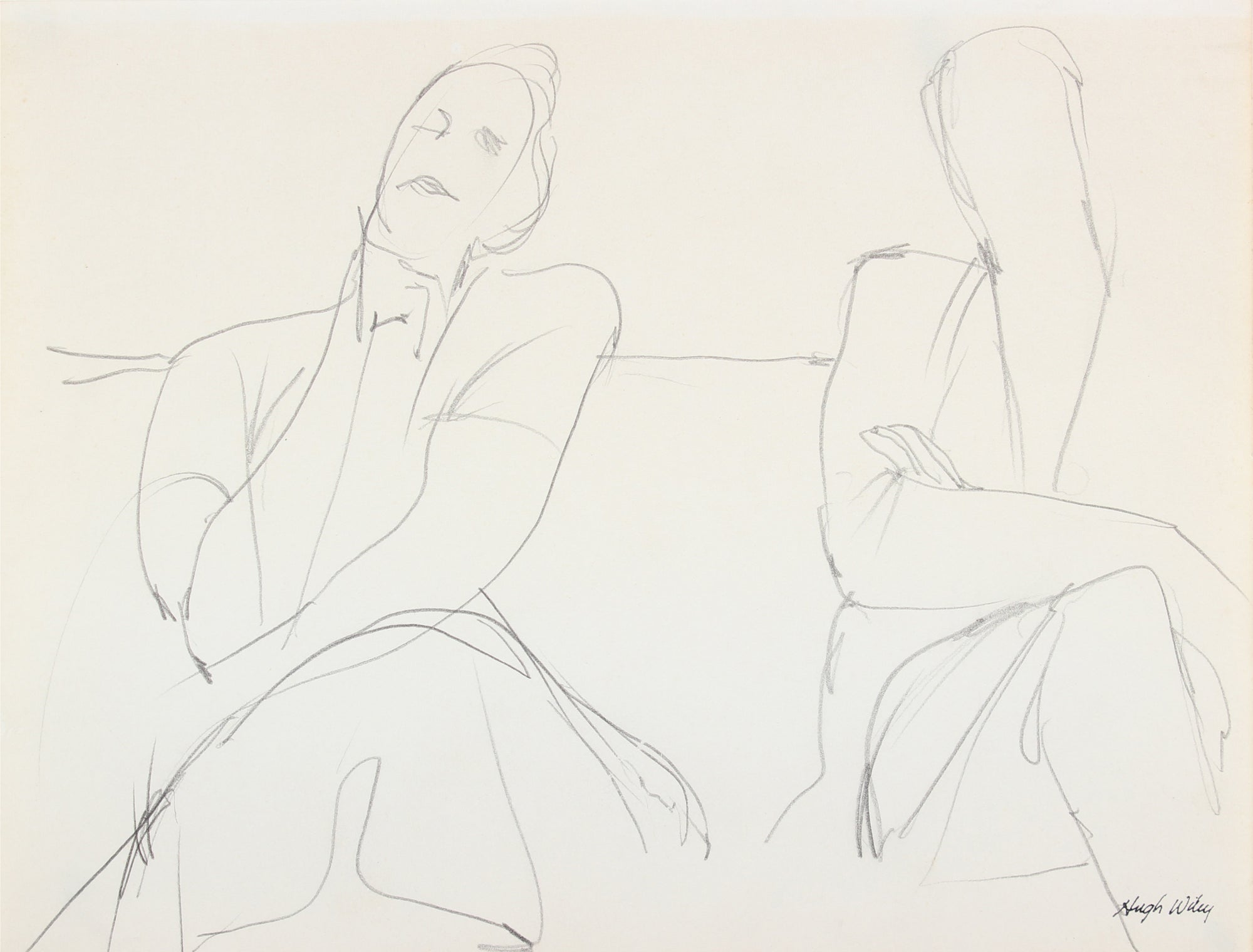 Abstracted Seated Figures <br> Late 1950's Graphite <br><br>#A4263