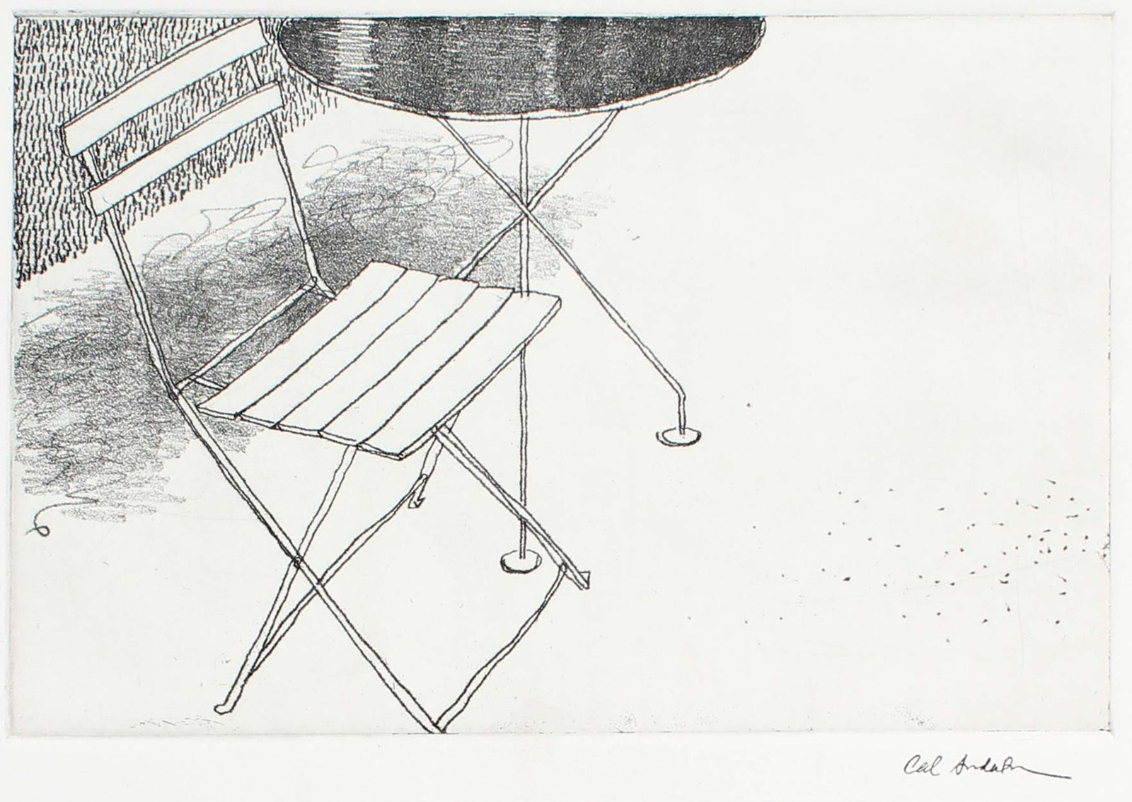 Cafe Detail Scene<br>Late 1990s Etching<br><br>#A4444