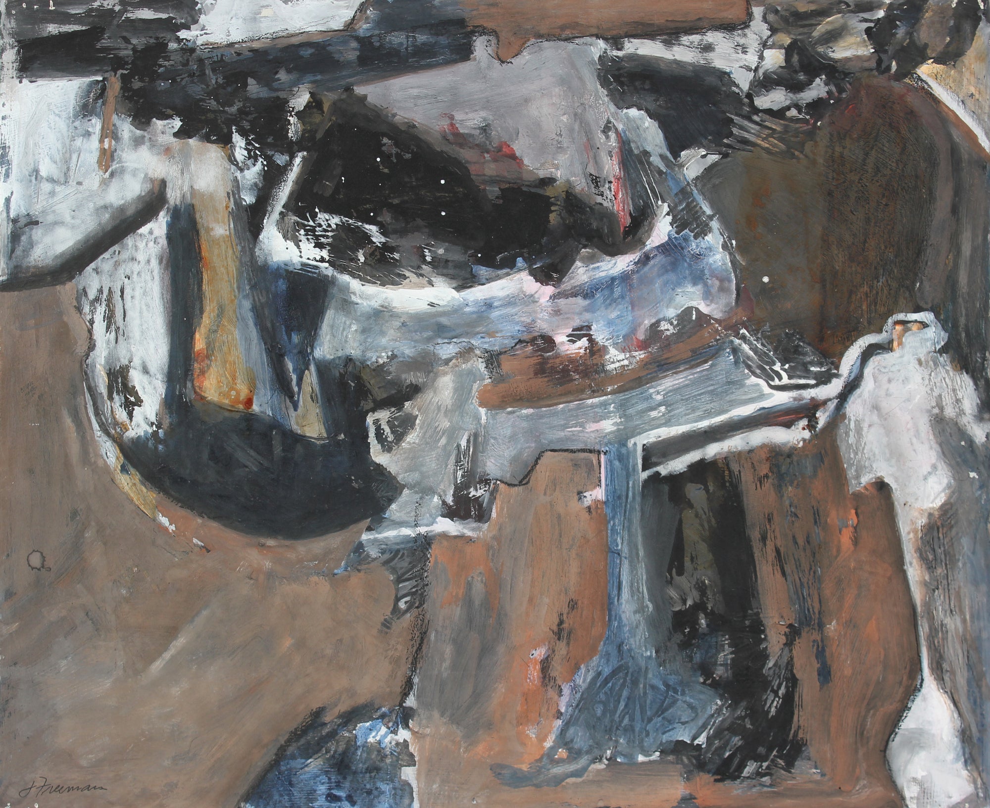 Abstract in Browns and Neutrals <br>20th Century Gouache, Pastel, and Charcoal<br><br>#A5015