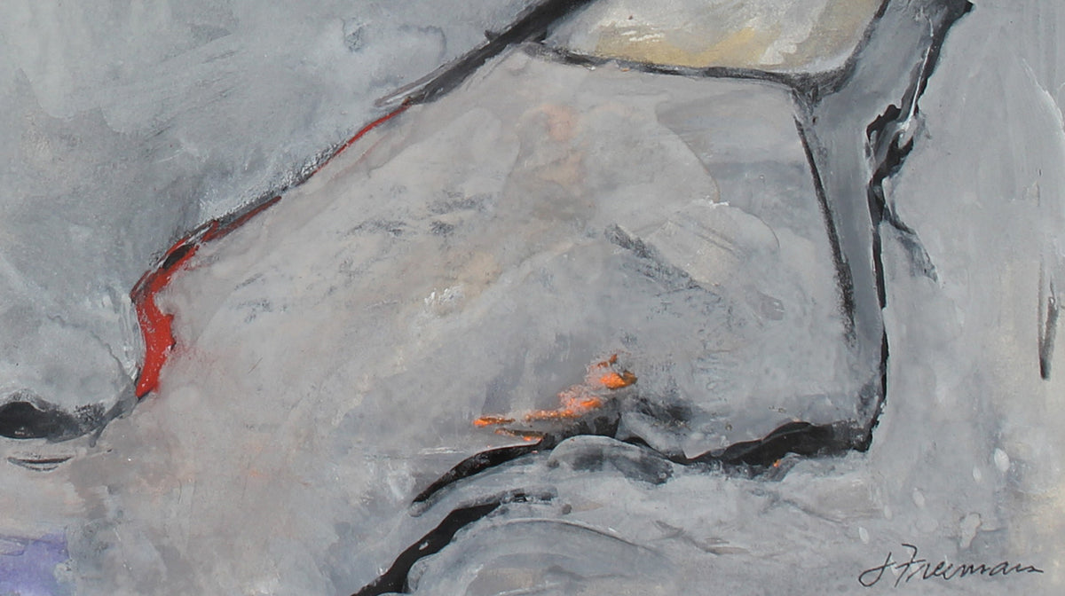 Monochromatic Abstract Expressionist Painting with Orange<br><br>#A5021