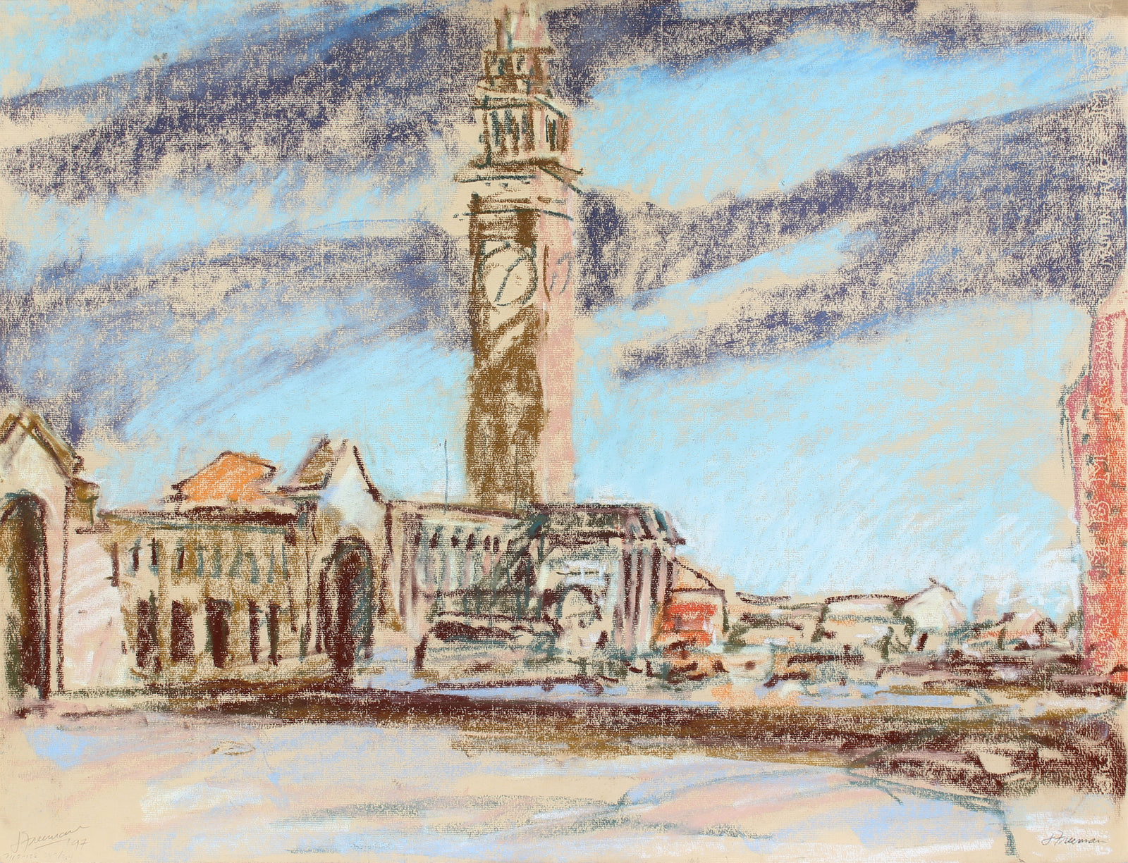 Tower Cityscape<br>1997 Pastel on Paper<br><br>#A5040