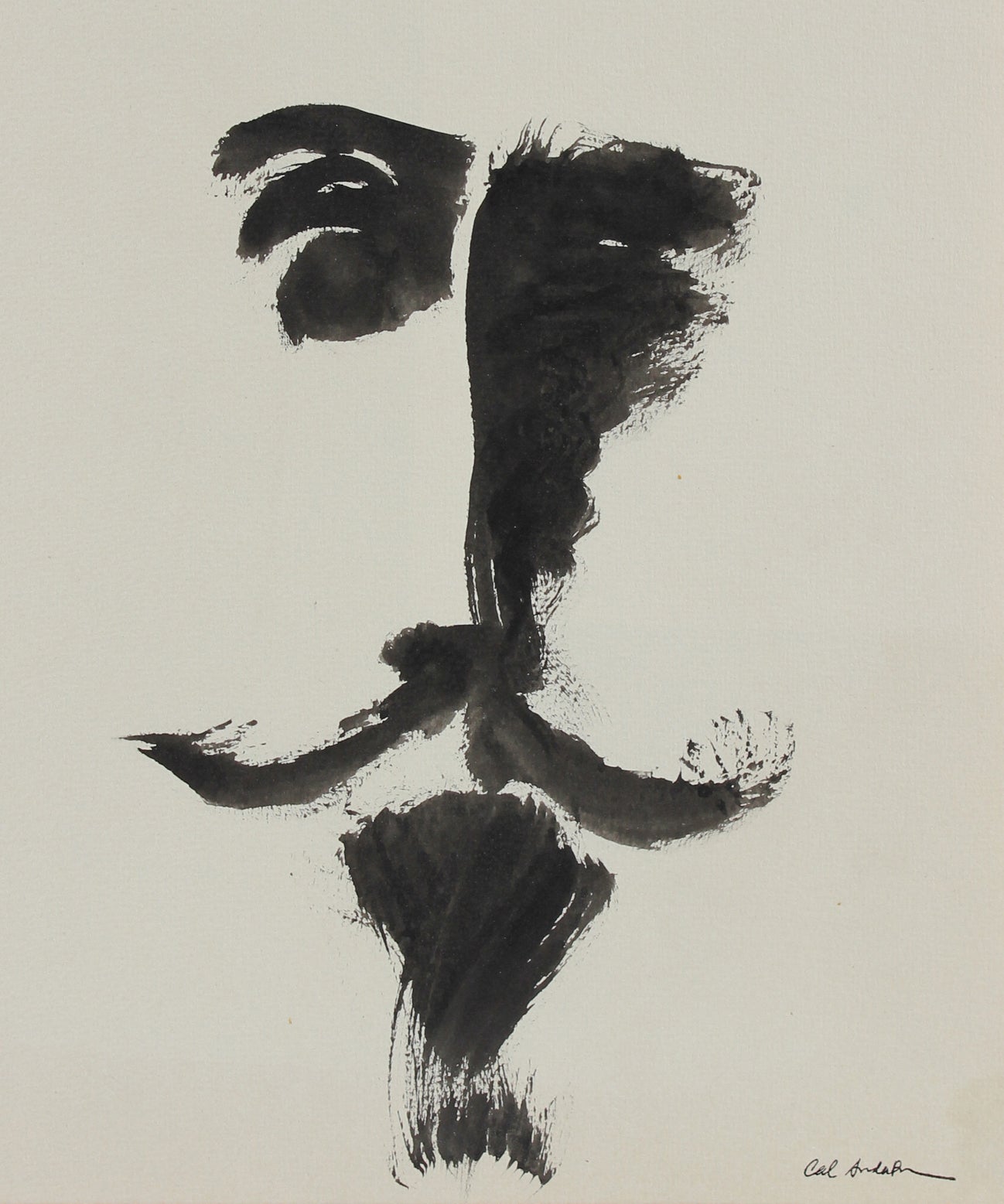 Minimal Portrait of a Gentleman <br>20th Century Ink Wash<br><br>#A5324