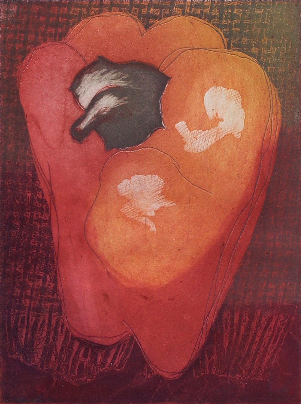 Still Life of Red Pepper<br>1990's Etching <br><br>#A5347