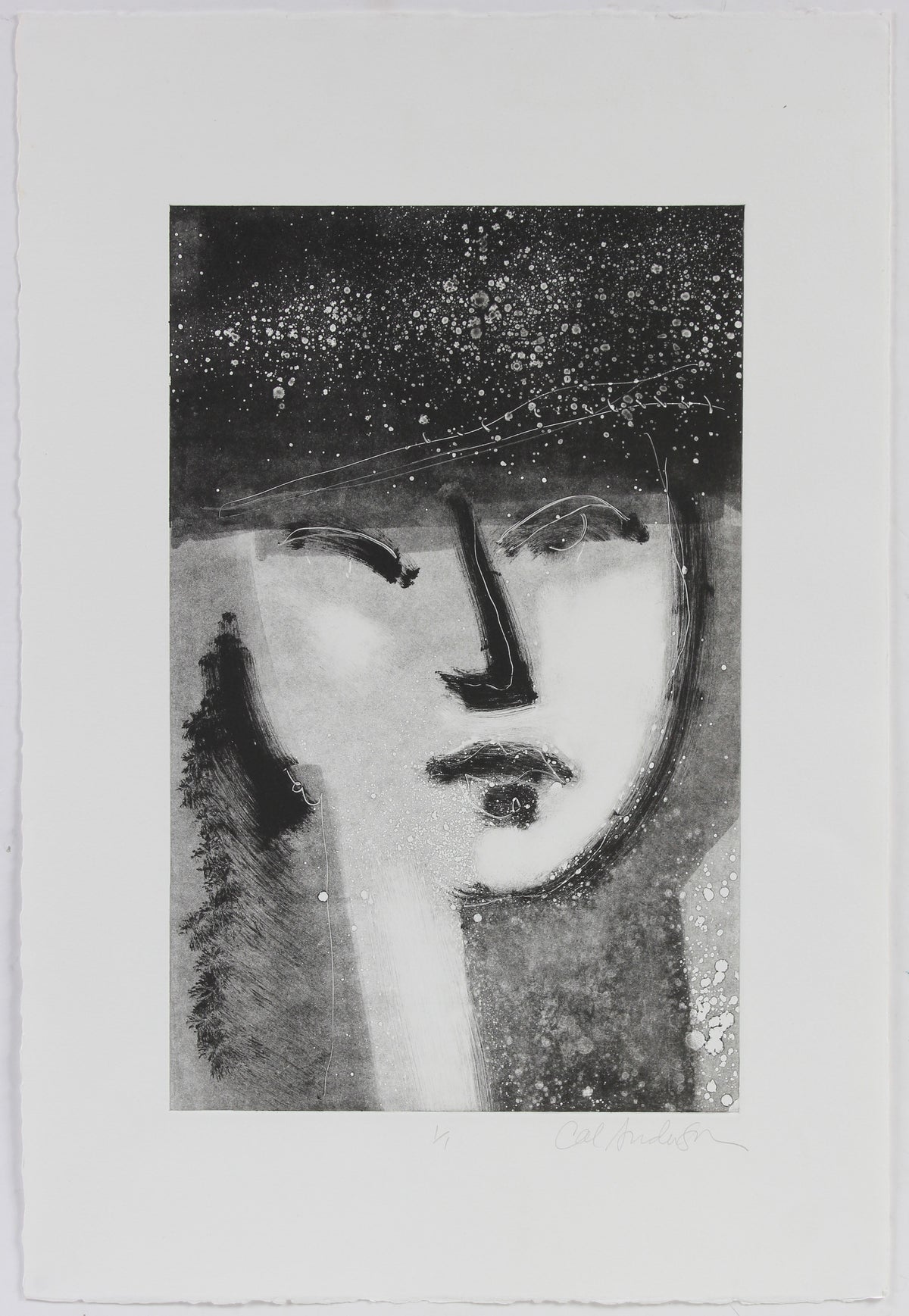 Monochromatic Abstracted Portrait <br>1990-2000s Monotype <br><br>#A5366