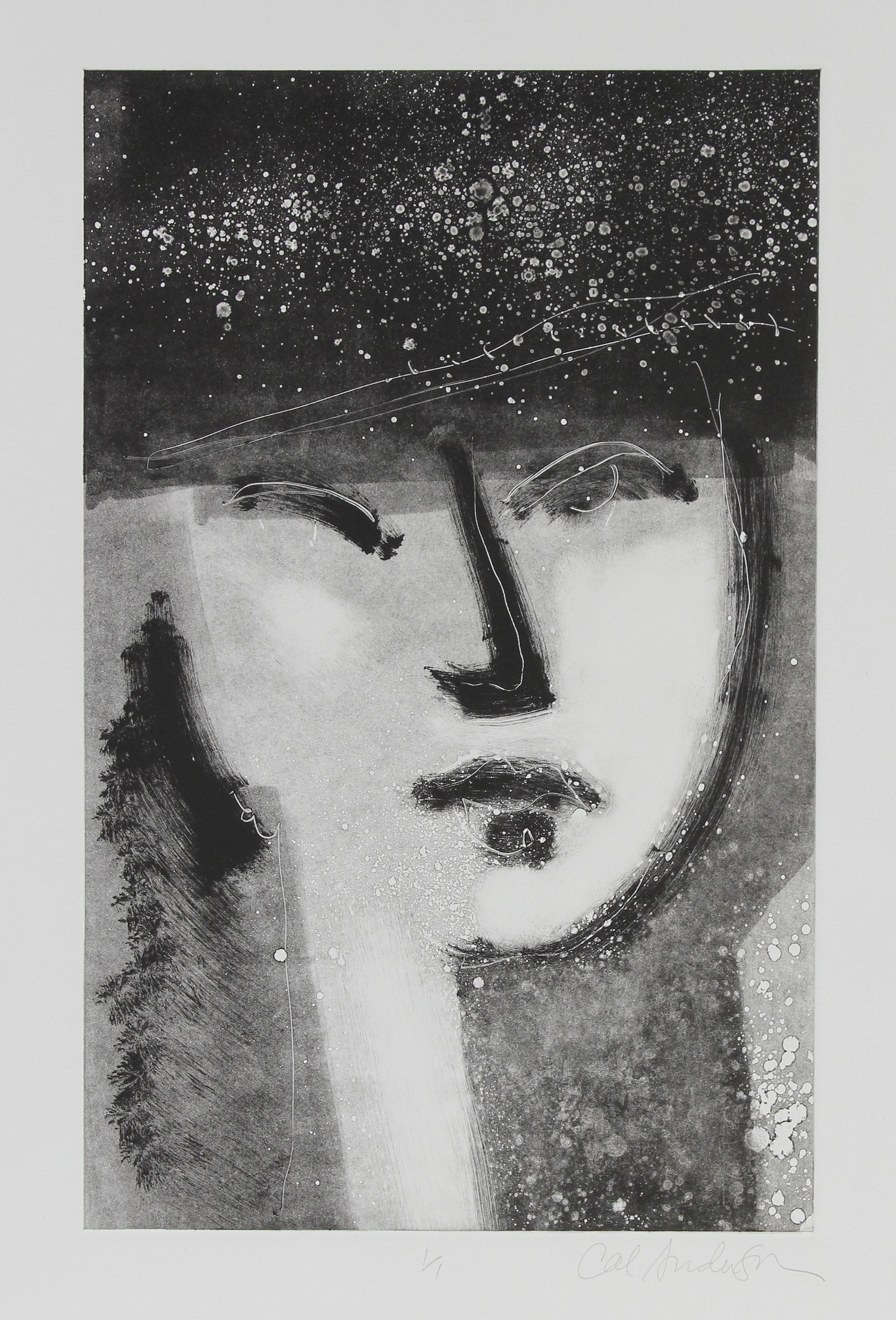 Monochromatic Abstracted Portrait <br>1990-2000s Monotype <br><br>#A5366