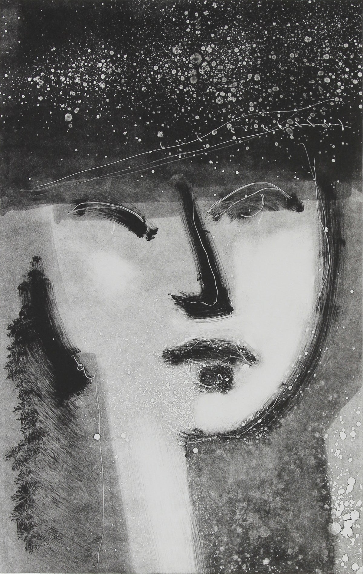 Monochromatic Abstracted Portrait <br>1990-2000s Monotype <br><br>#A5366