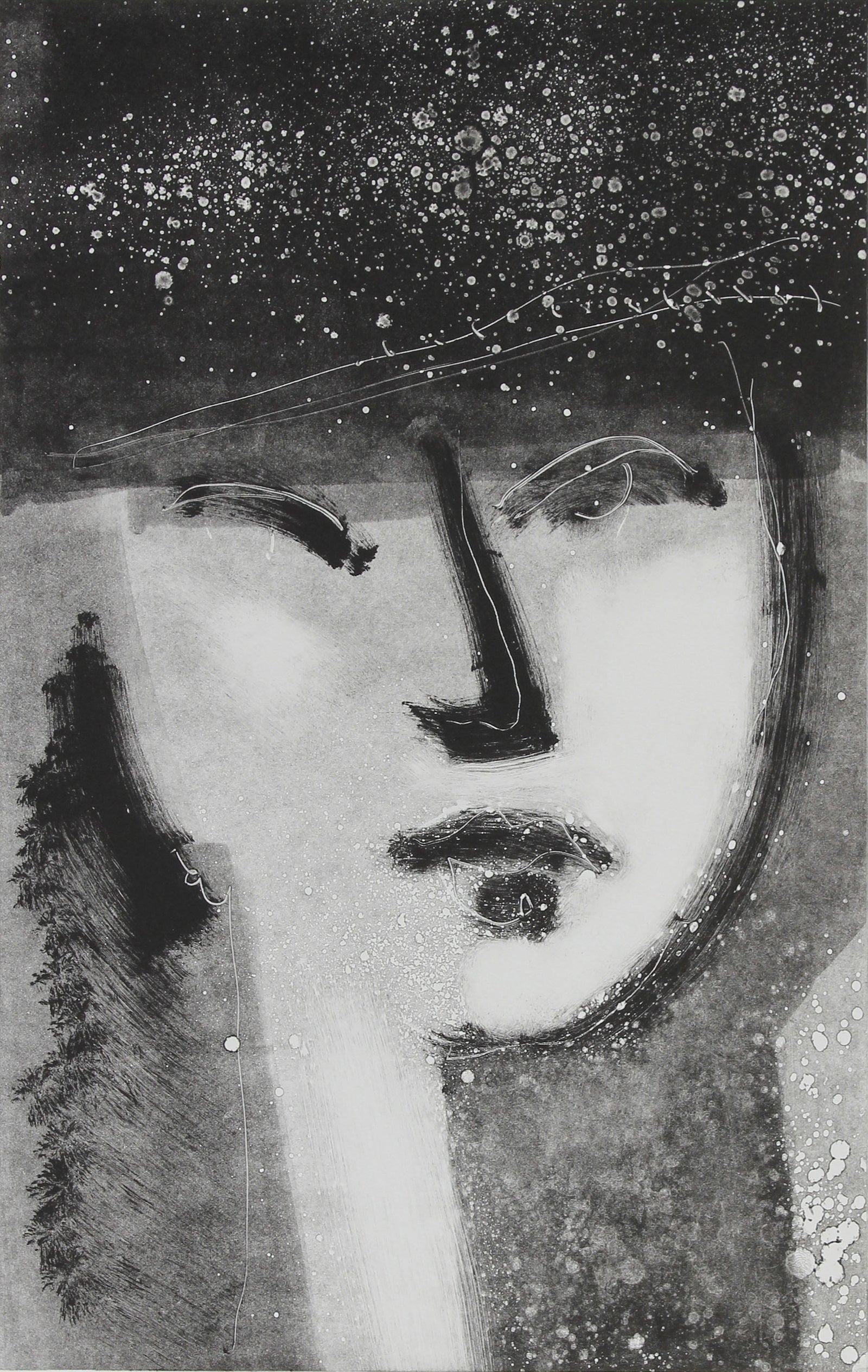Monochromatic Abstracted Portrait <br>1990-2000s Monotype <br><br>#A5366