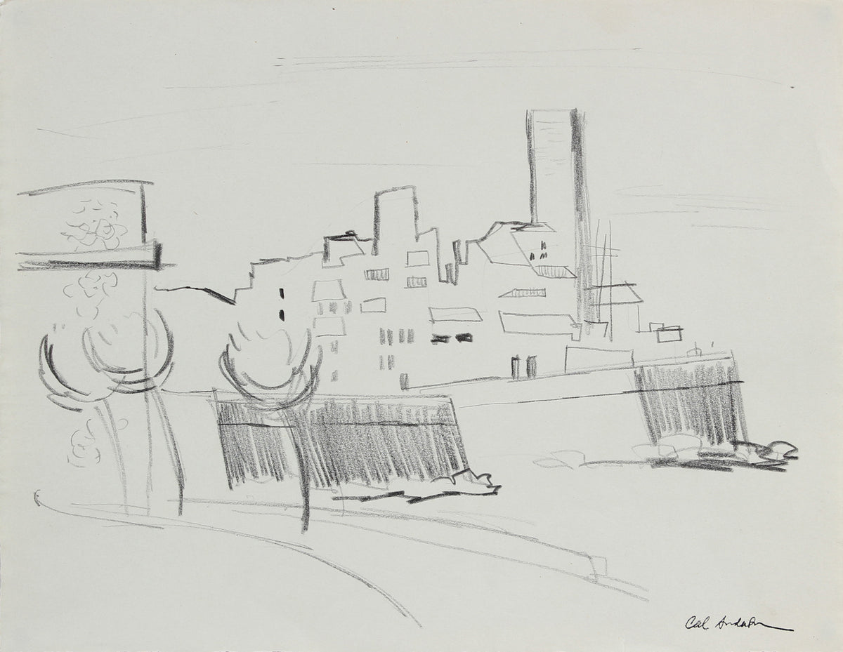 Abstracted Cityscape Sketch &lt;br&gt;20th Century Graphite &lt;br&gt;&lt;br&gt;#A5407