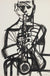 Bold Modernist Saxophone Player <br>Mid Century Ink<br><br>#A5414