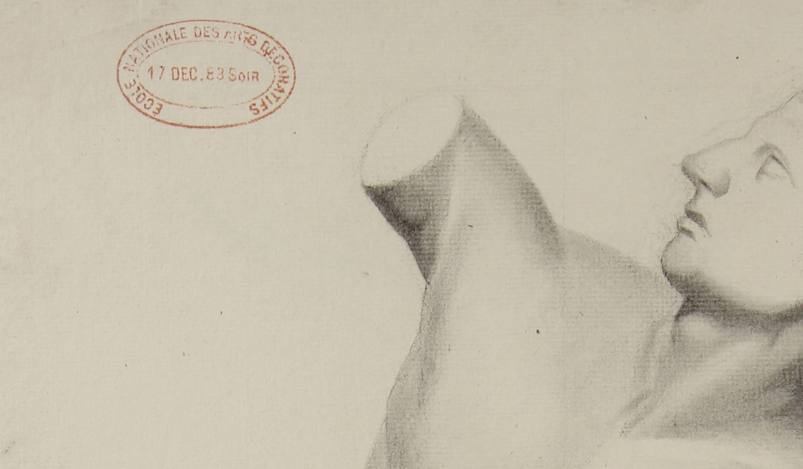 French Academic Nude Sculptural Study <br>1883 Charcoal <br><br>#23901