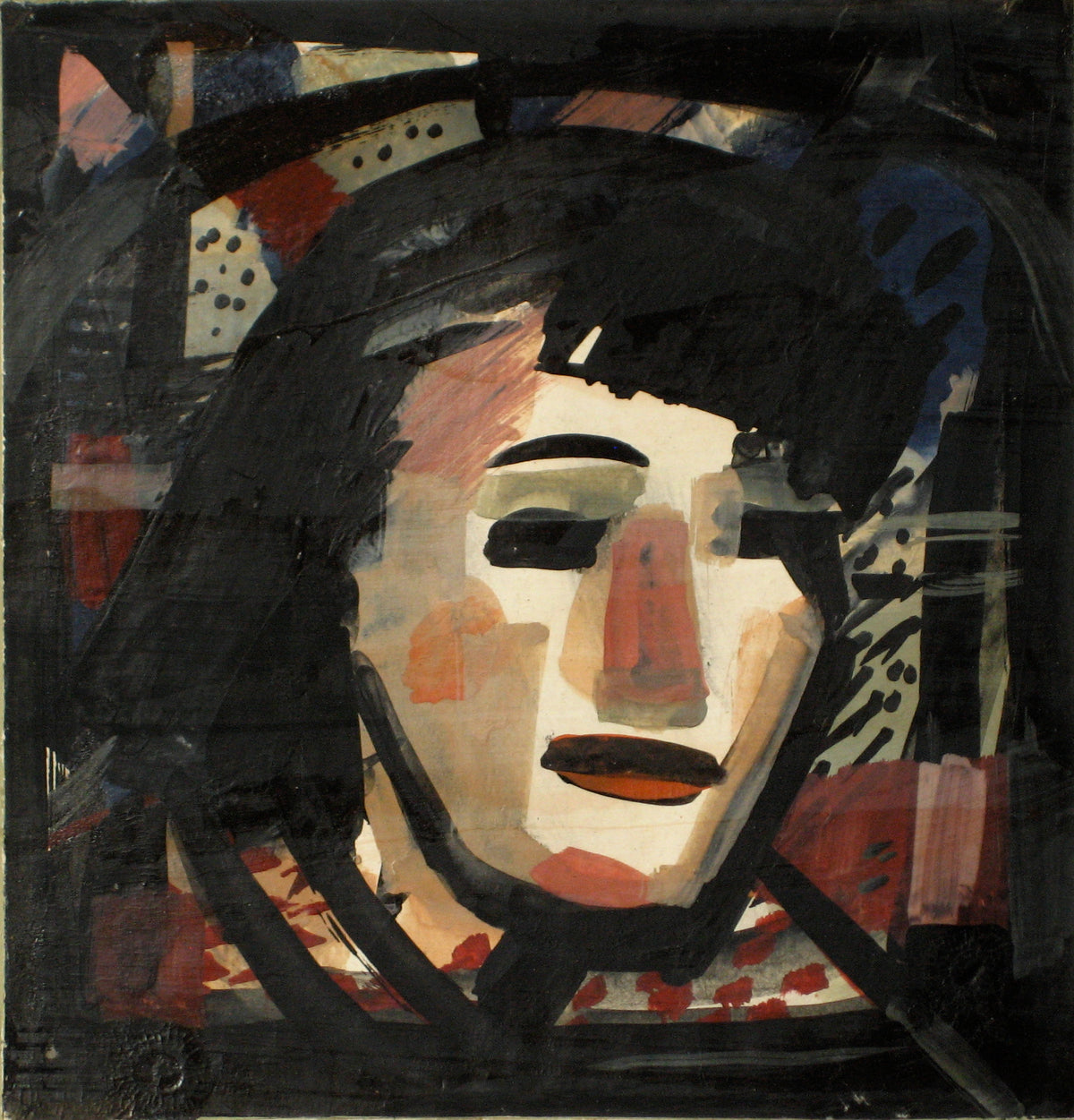 Abstracted Portrait Of A Woman&lt;br&gt;1930-60s, Tempera Paint on Paper&lt;br&gt;&lt;br&gt;#13187