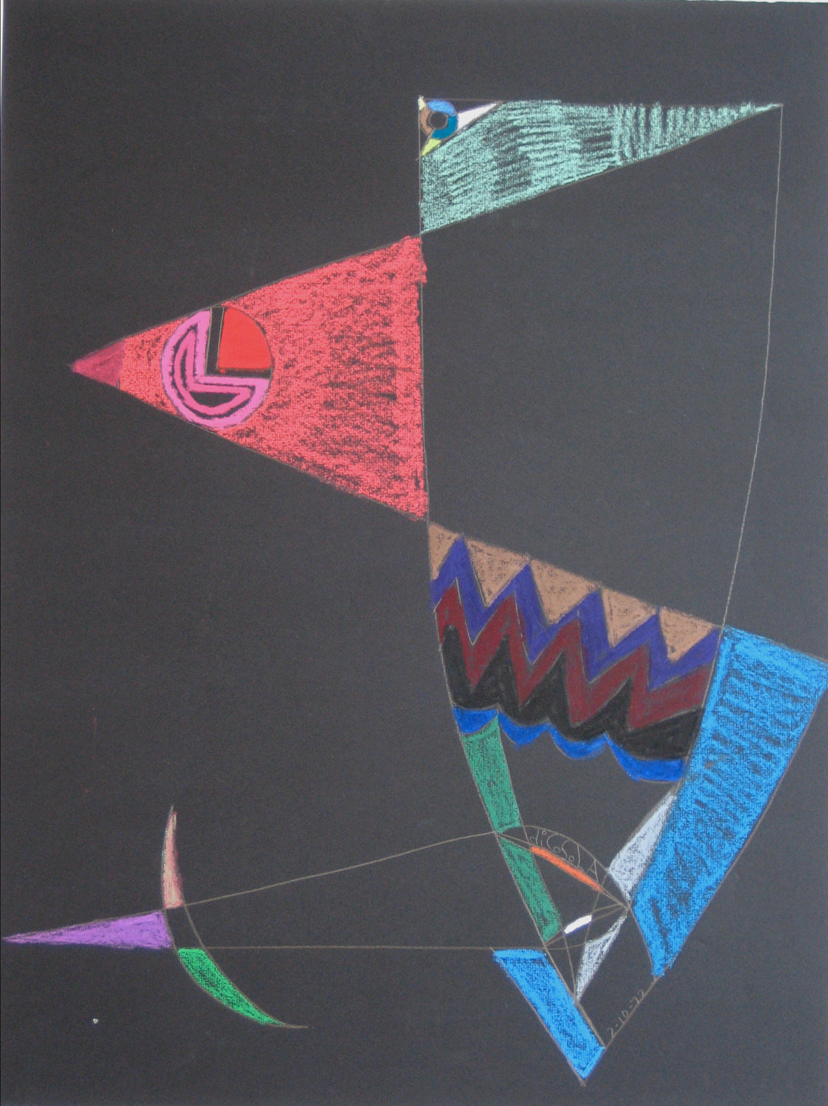 Colorful Abstract Pastel &lt;br&gt;1972 Graphite and Pastel &lt;br&gt;&lt;br&gt;#17052
