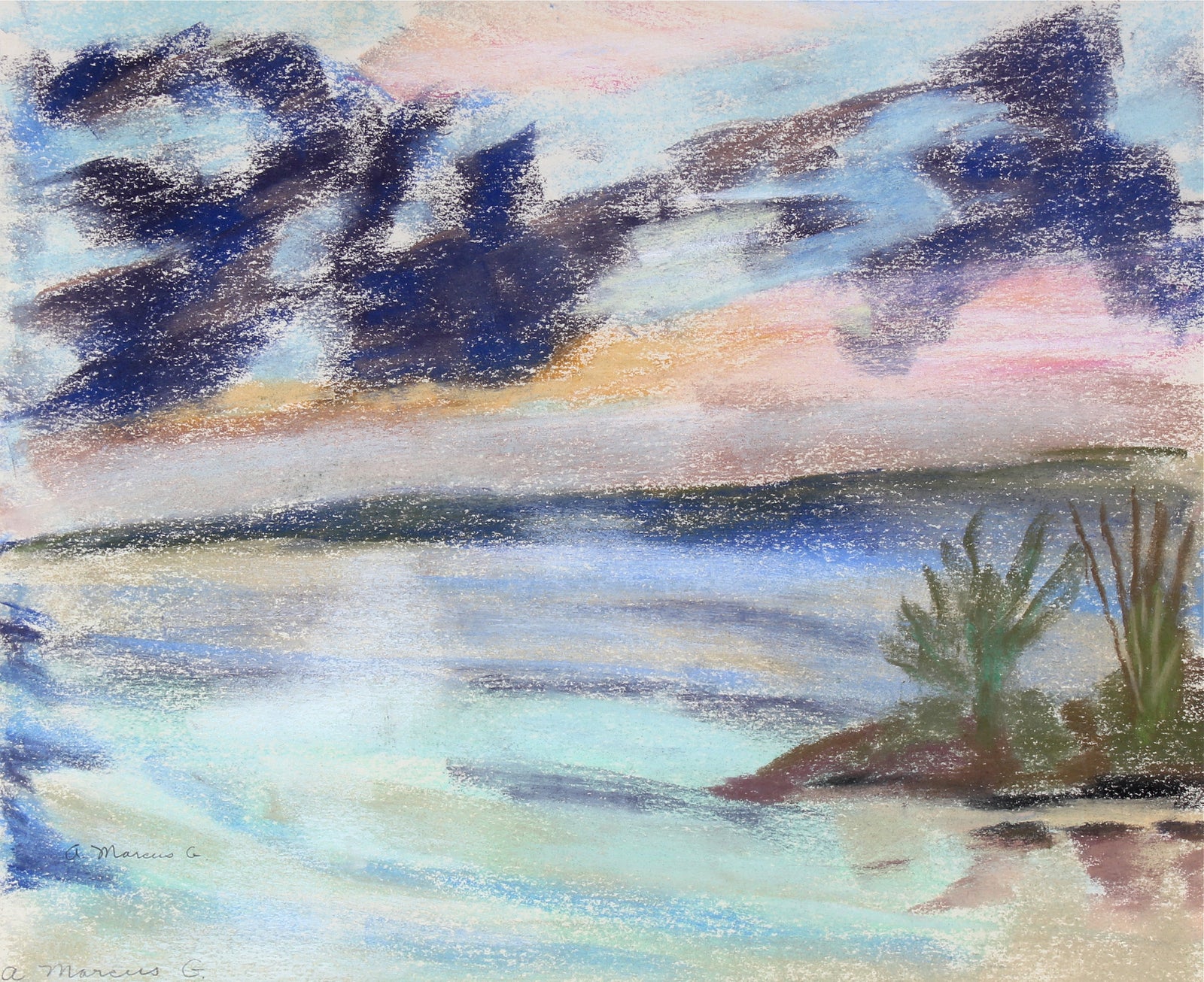 <i>Daybreak Over Bay</i><br>1962 Pastel Scene<br><br>#55034
