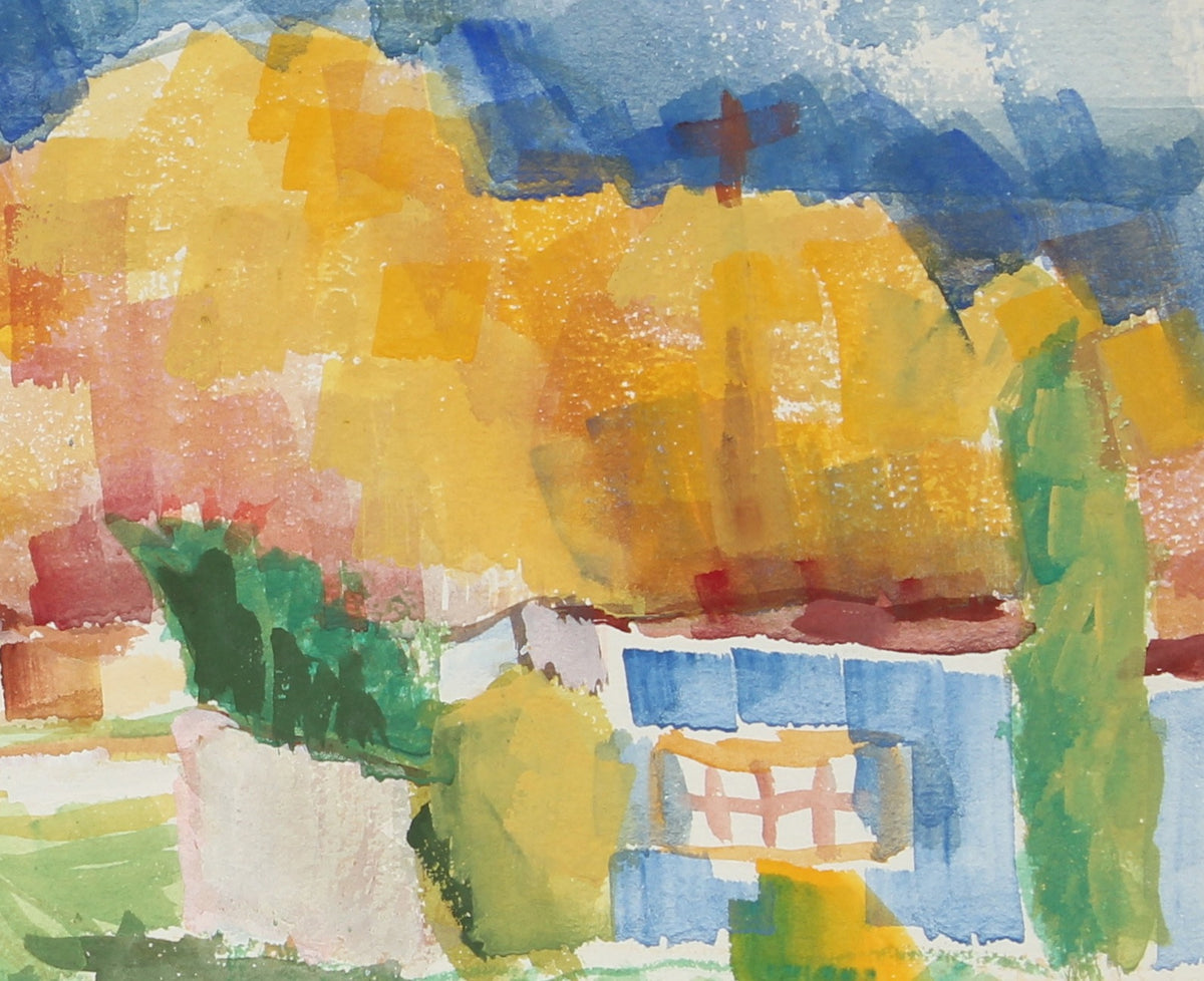 Expressive Landscape with Mountains<br>Early-Mid 20th Century Watercolor<br><br>#13241