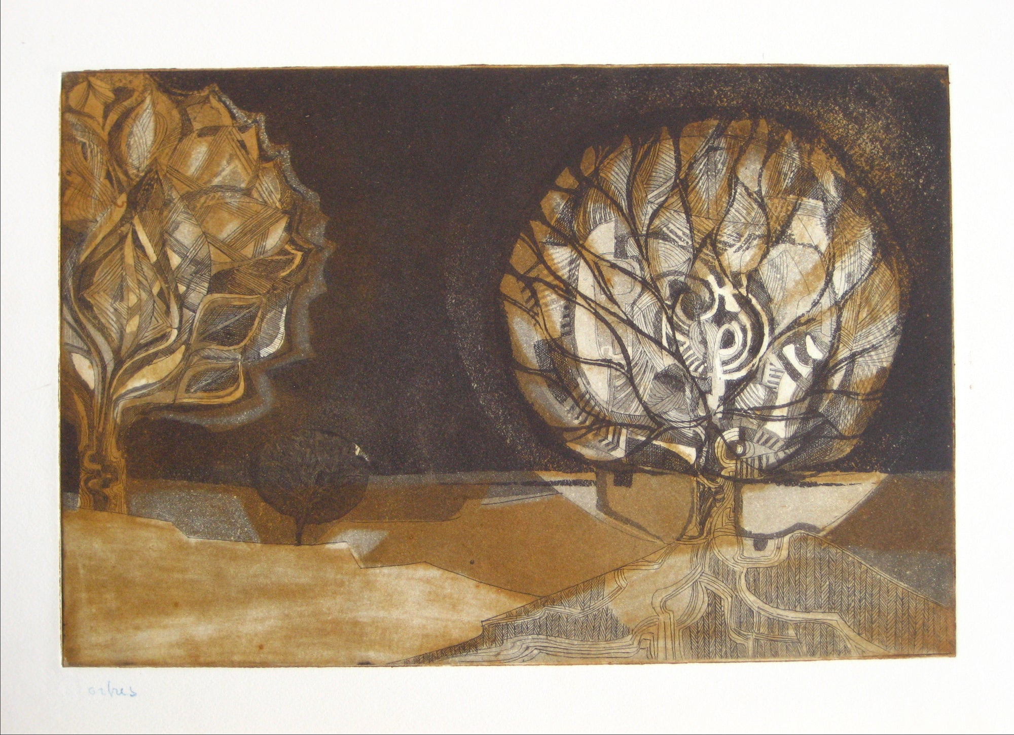 <i>Arbres (Trees)</i> <br>1960-70s Colored Etching <br><br>#B4990