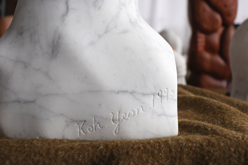 Weeping Statue Looking Up <br> 1995 Carrara Marble <br><br> #C2827